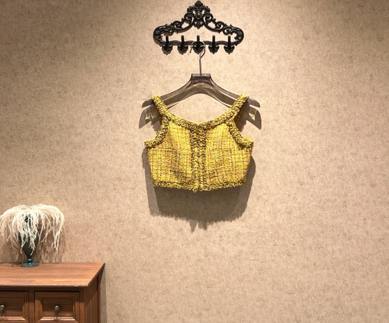 Chanel Venice Resort Collection Yellow Check Vest / Size 42 / 99% New / 40889 SYCF40889