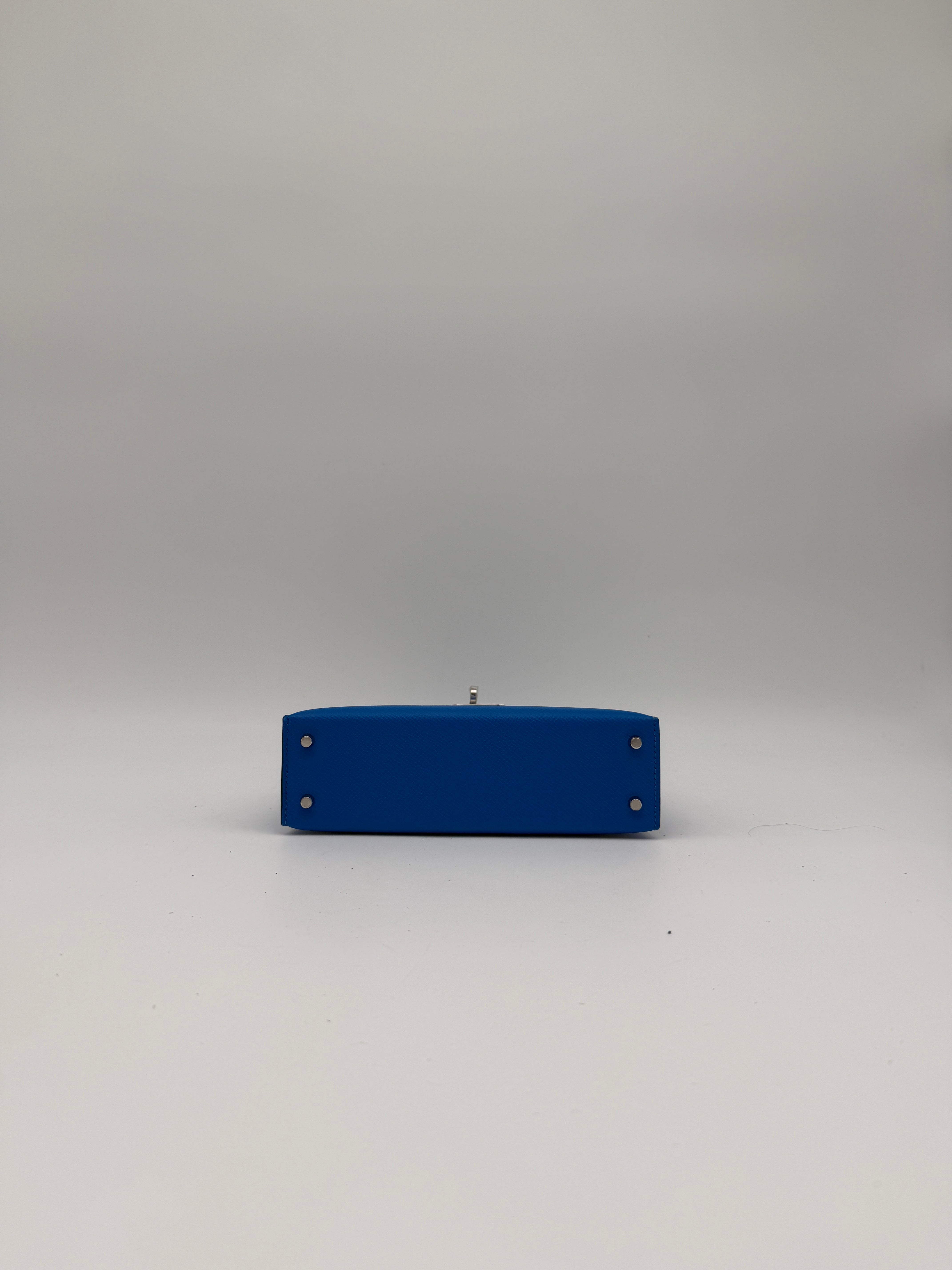 Hermès Mini Kelly Bleu Hydra Epsom Palladium Hardware