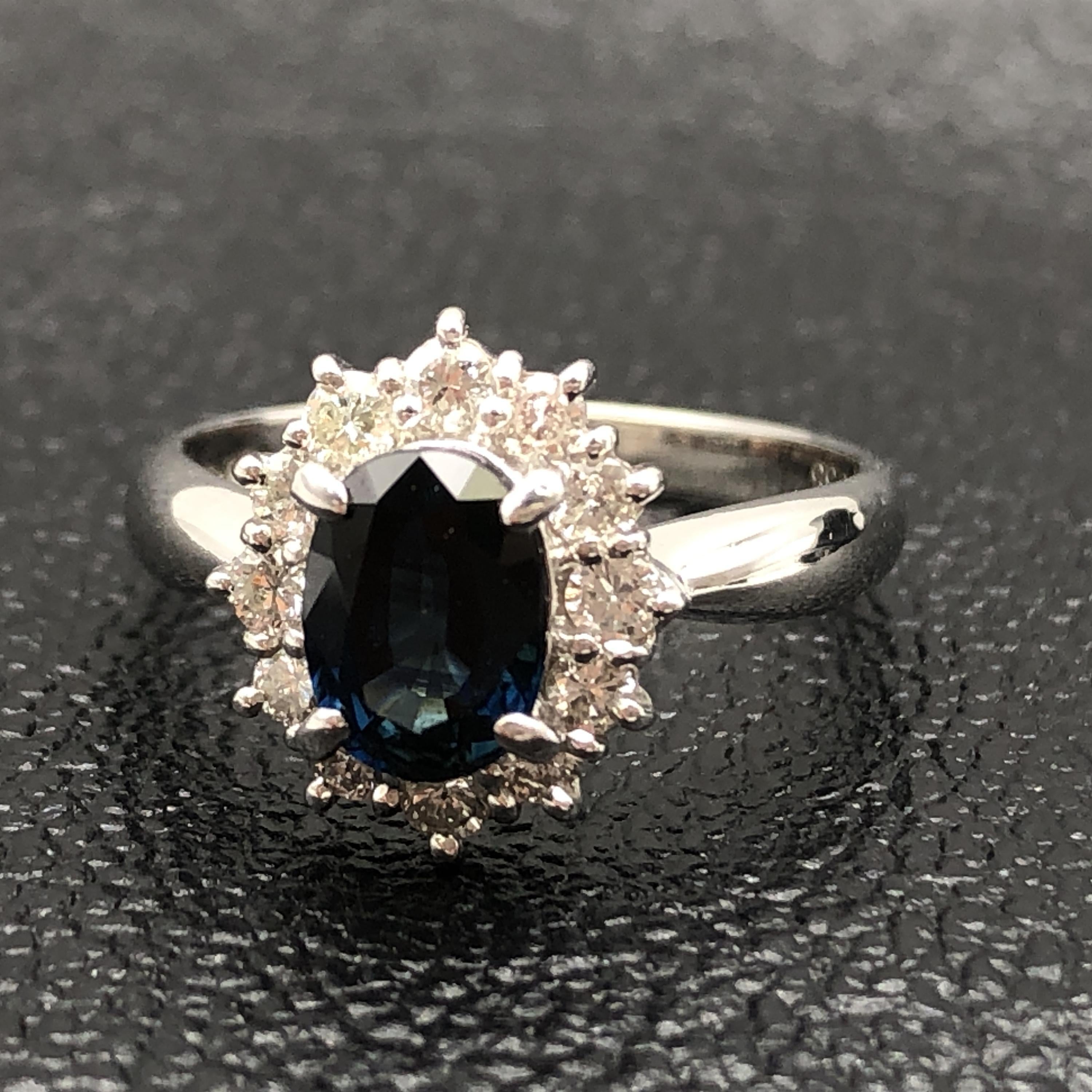 Custom Jewelry 1P Sapphire & Diamond Ring, S(1.20ct), D(0.38ct), PT850, 4.6g, US Size 5.5 C340090