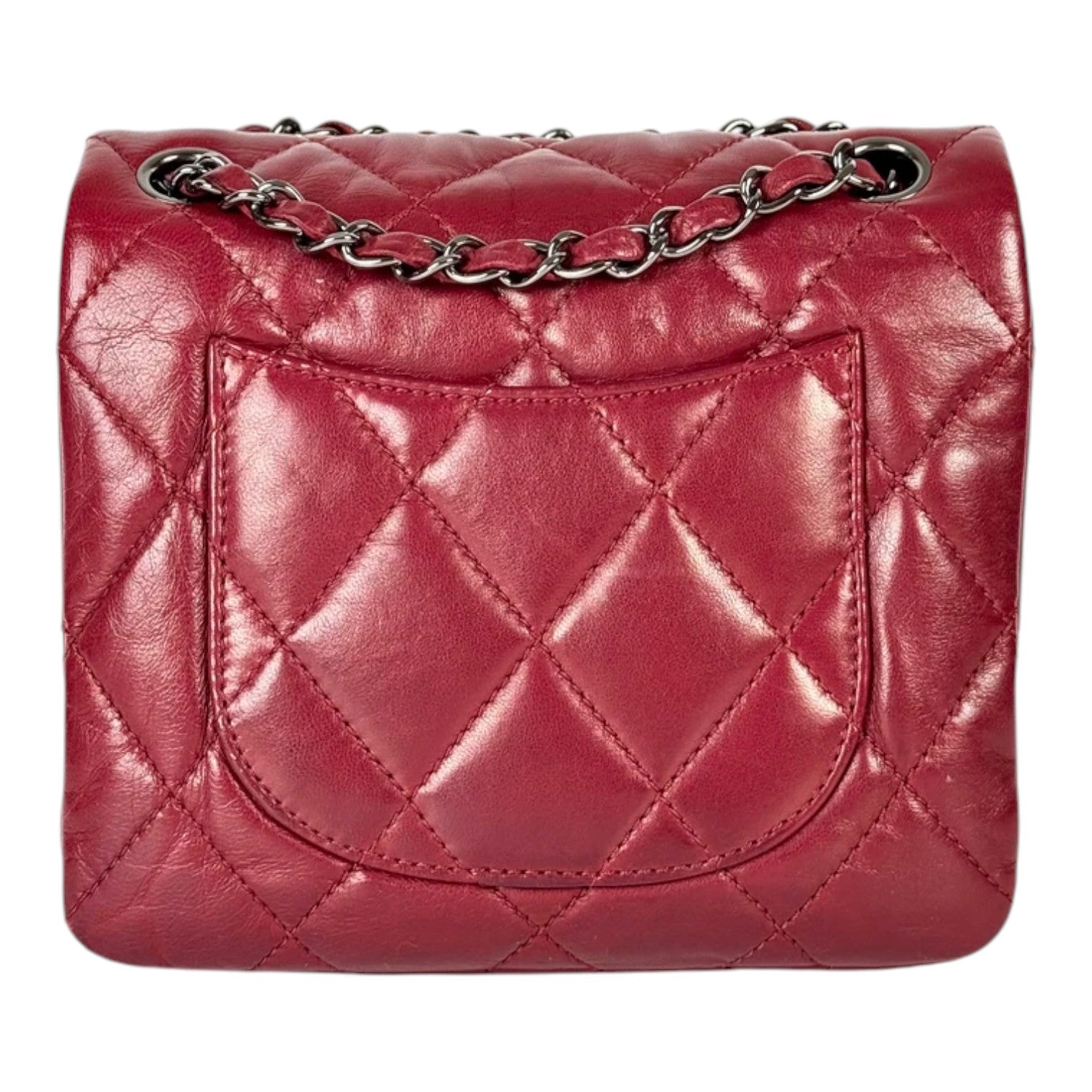 Chanel Red Square Flap Bag in Lambskin