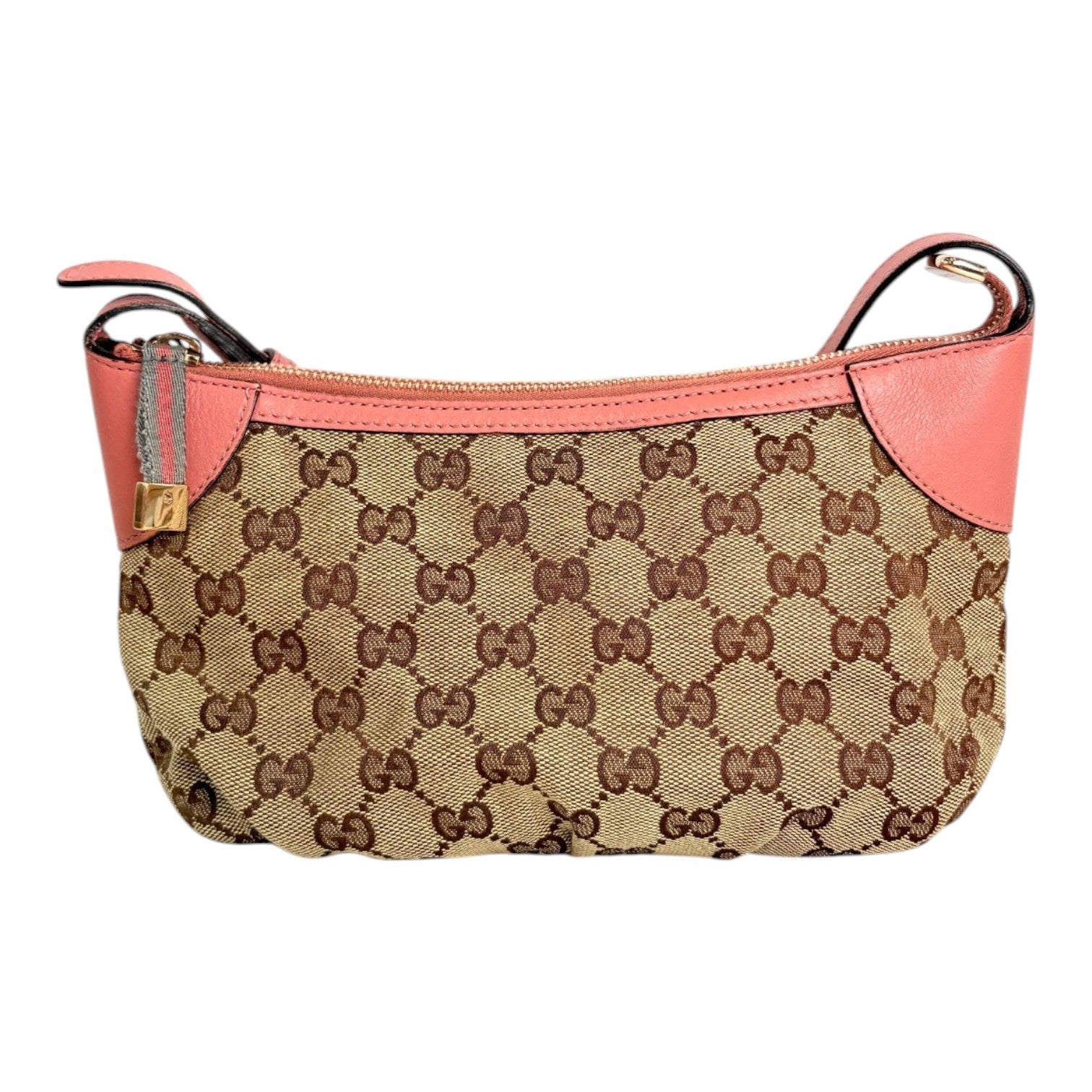 Gucci Pink Leather GG Monogram Pochette Bag