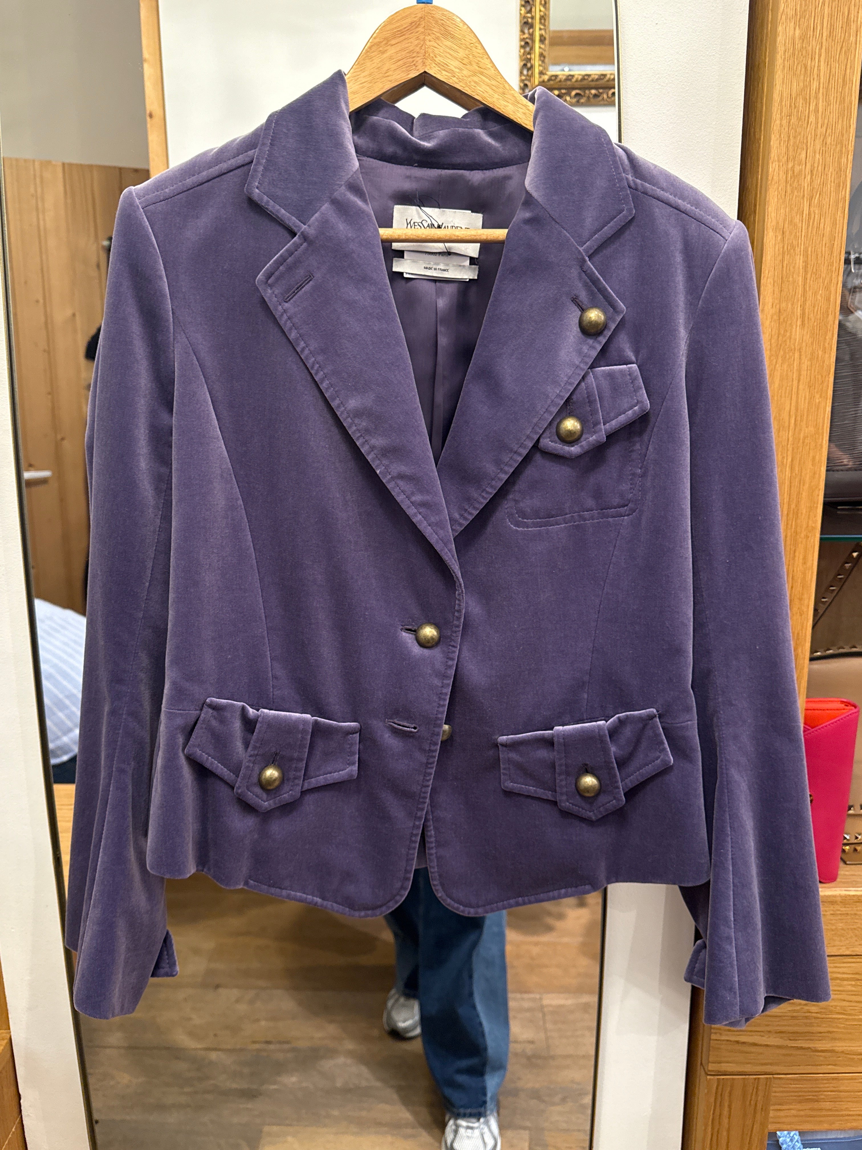 Yves Saint Laurent Violet velvet safari jacket AGC3624
