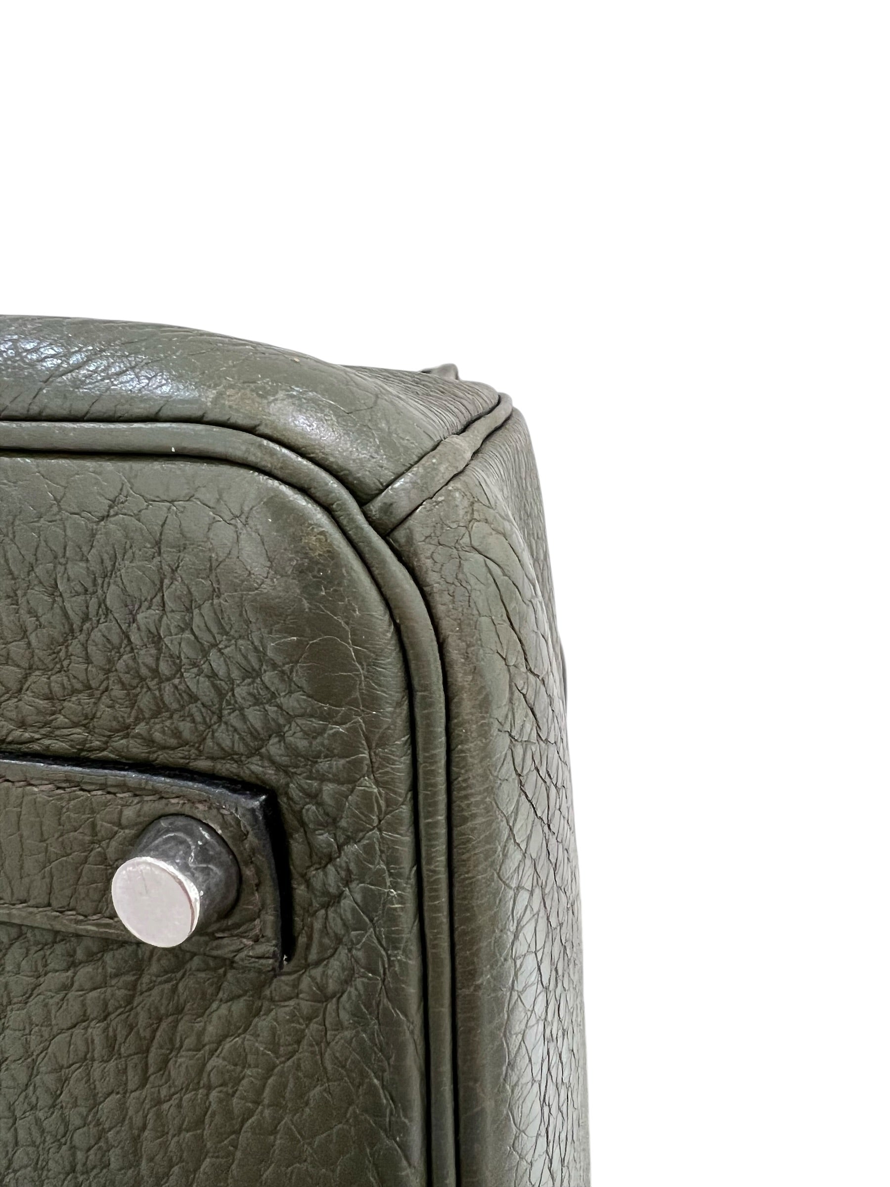 Hermes Birkin 35 Vert Olive Clemence PHW #K (Y2007) SKCH4099