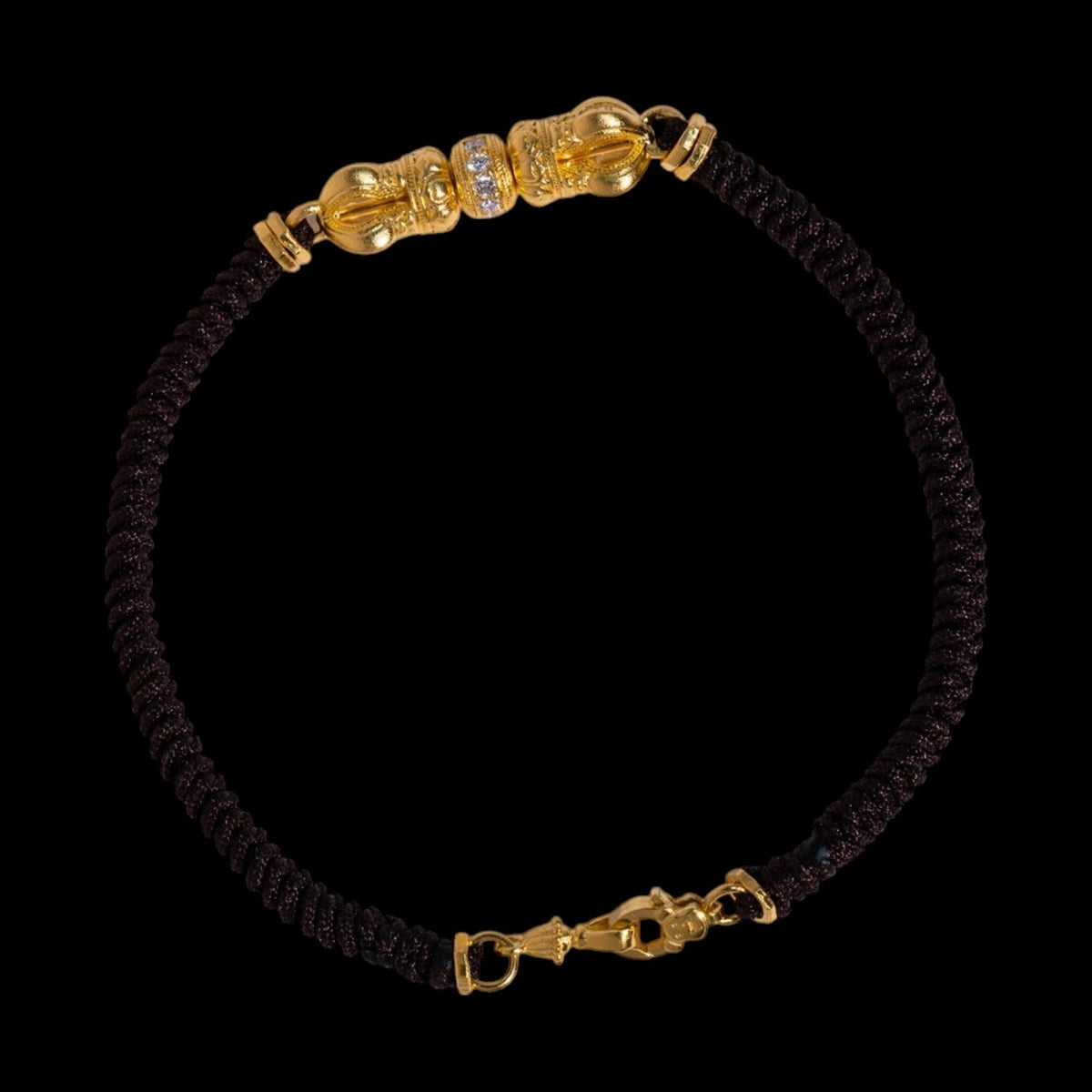 24K Gold Bracelet with 0.135ct White Diamond Detail