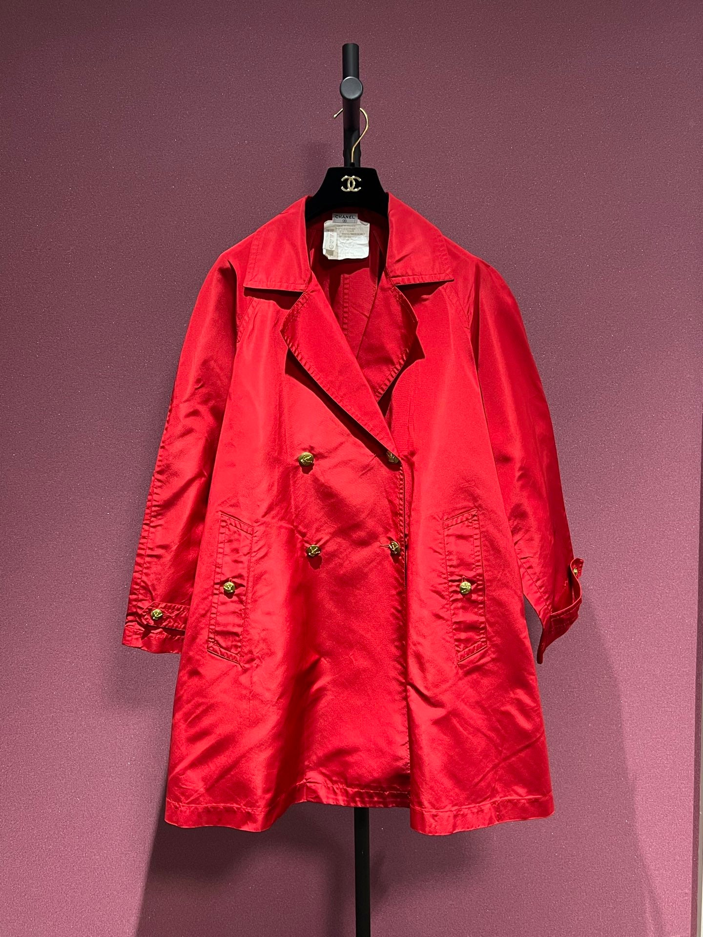 CHANEL RED TRENCH 38 FT102139