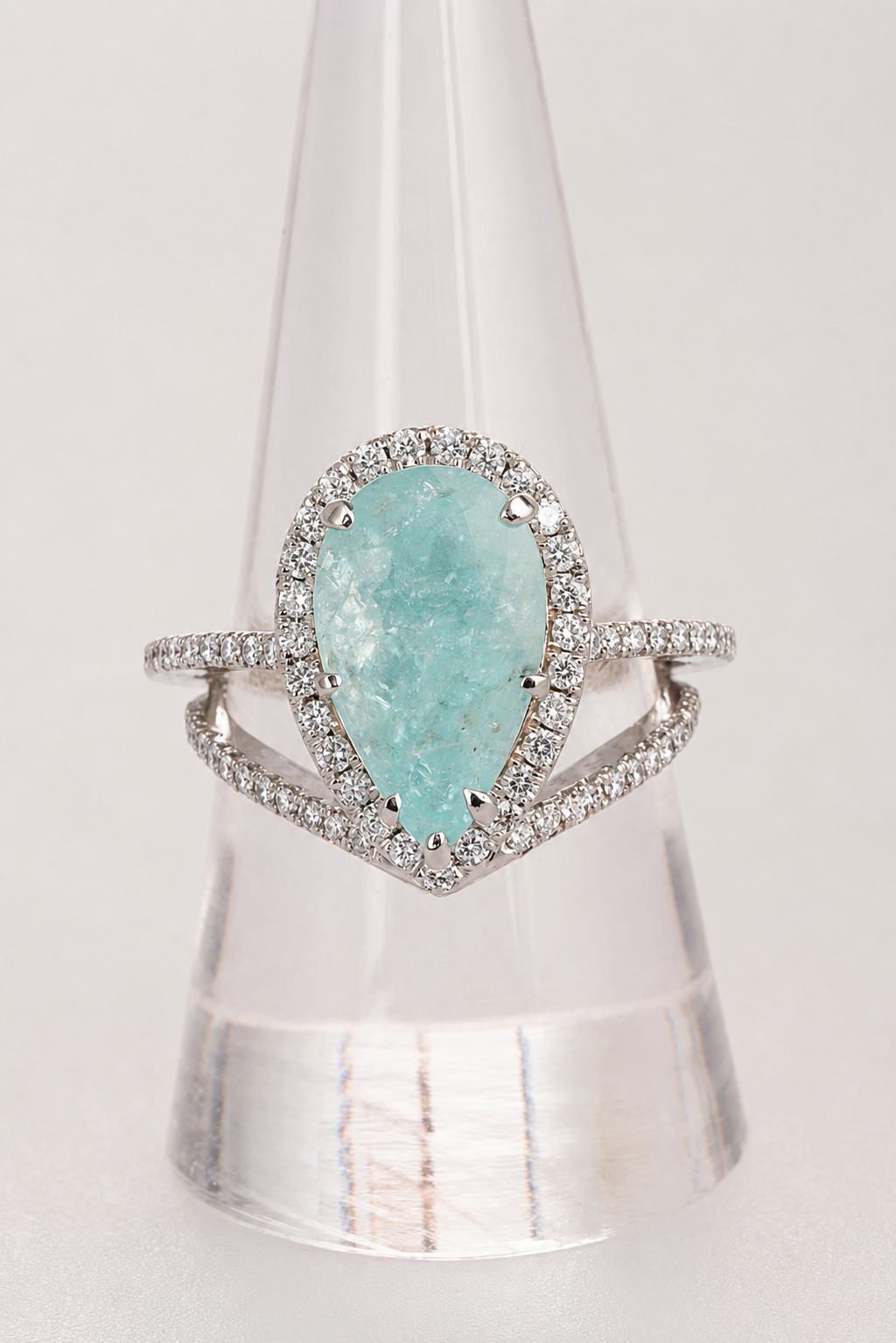 Paraiba 6.57ct Blue Platinum Ring ALC4362