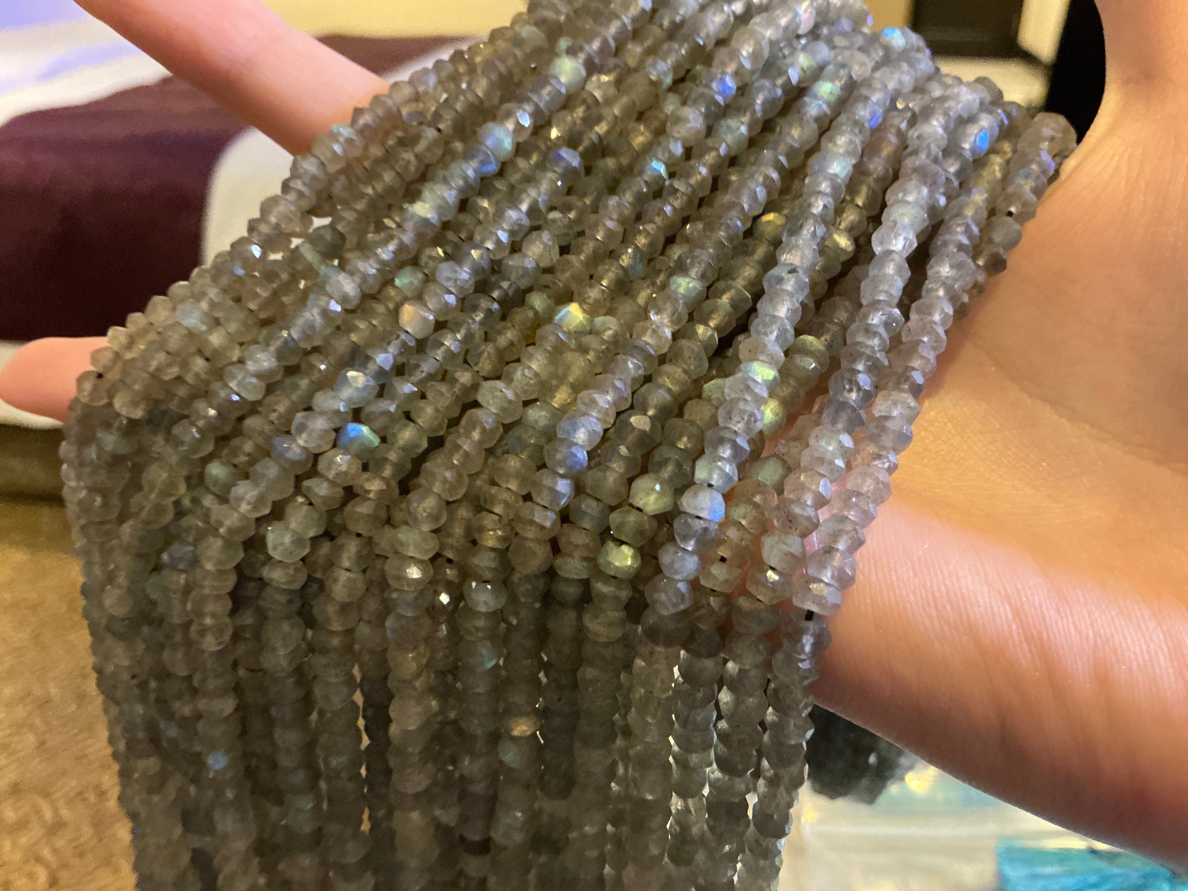 Labradorite Rondelle faceted 12.5" 4.5mm #18 THAIC0393