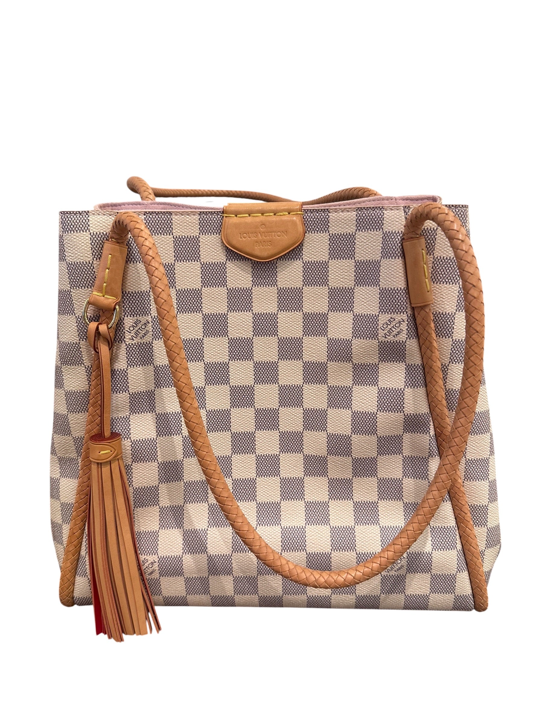 LV Beige Damier Tote Bag with Tassle