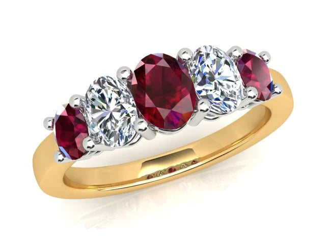 1.01ct Burmese Ruby and 0.64ct Diamond Ring in 18K Yellow Gold