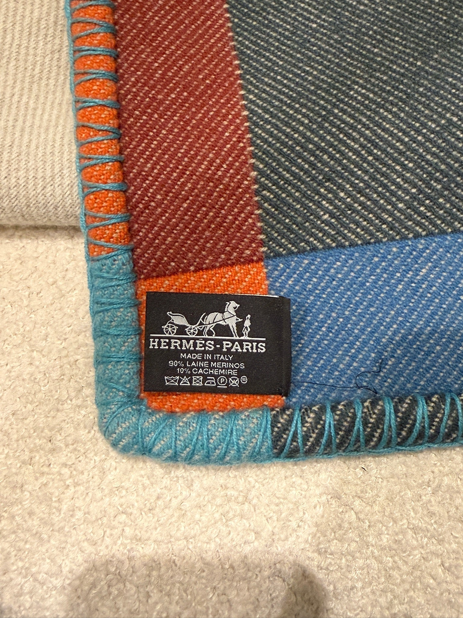 Hermes HI blanket écru / cyprès