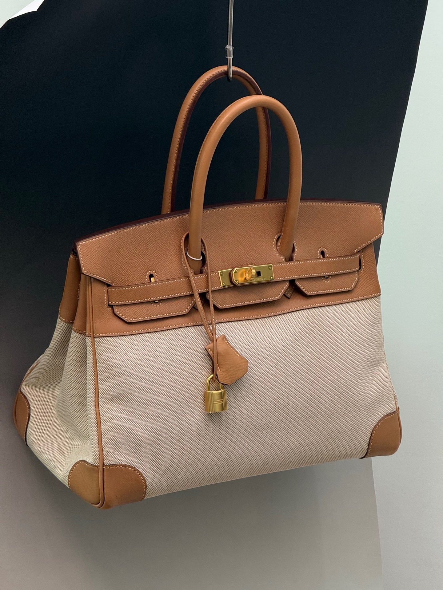 Hermès Birkin 35 Toile & Natural Leather GHW