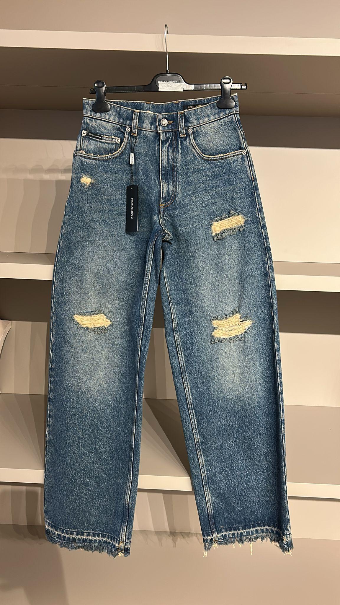 Dolce & Gabbana Blue YELLOW Jeans Metal Logo DG6108B