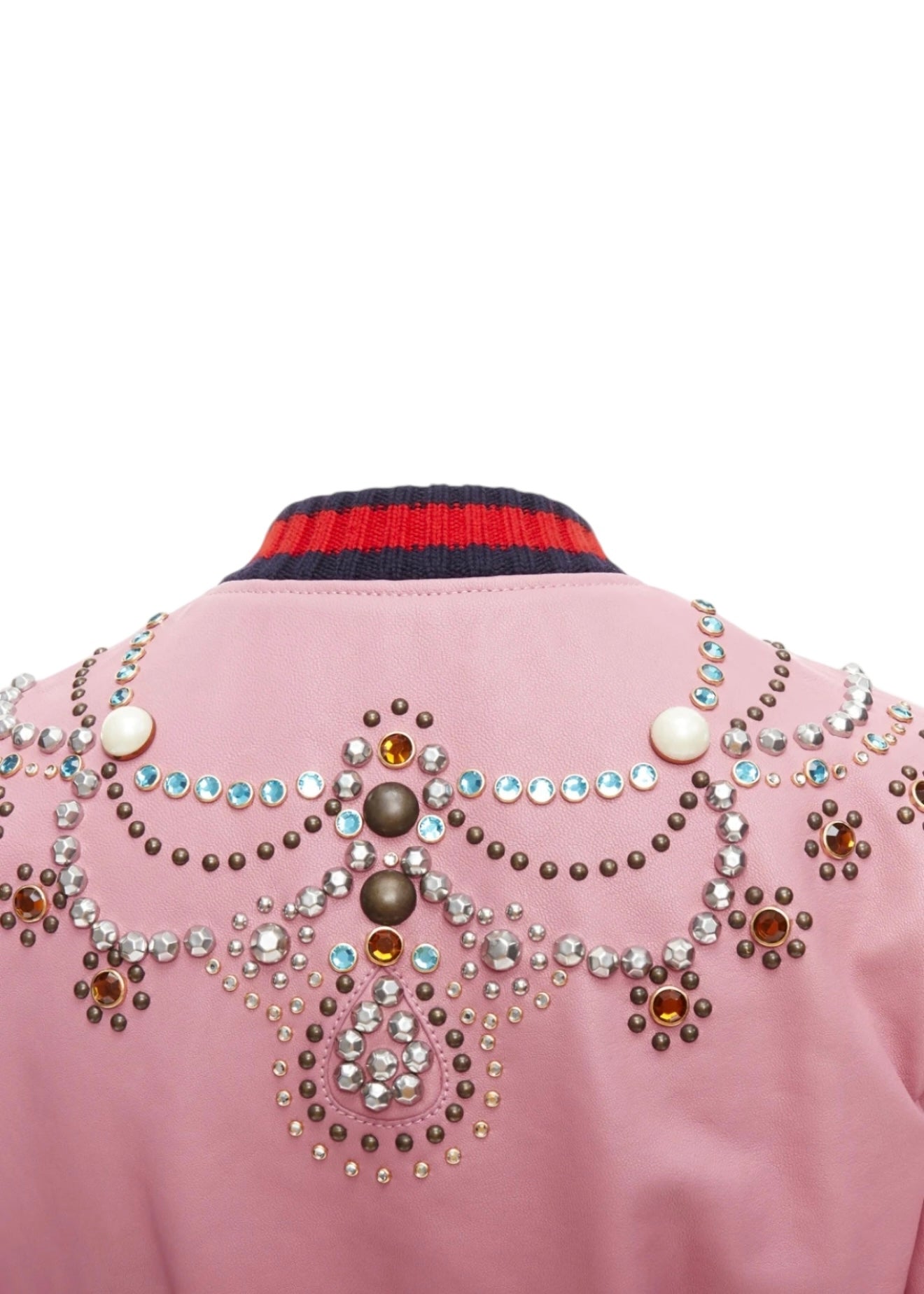 Gucci Bomber Jacket Pink Lambskin Studs IT42 SKC1889