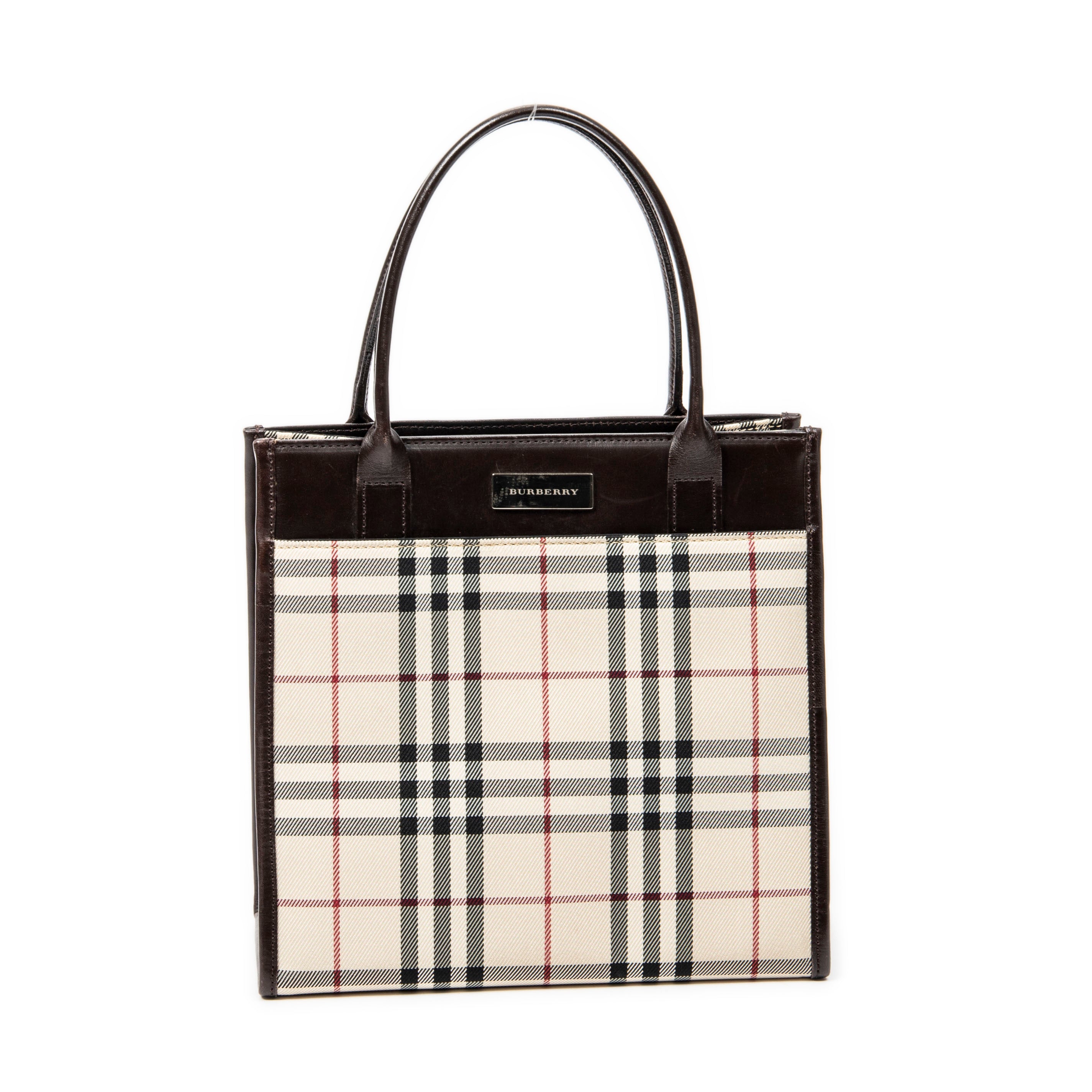 Burberry Beige/Dark Brown Canvas Small Square Tote AAY5282