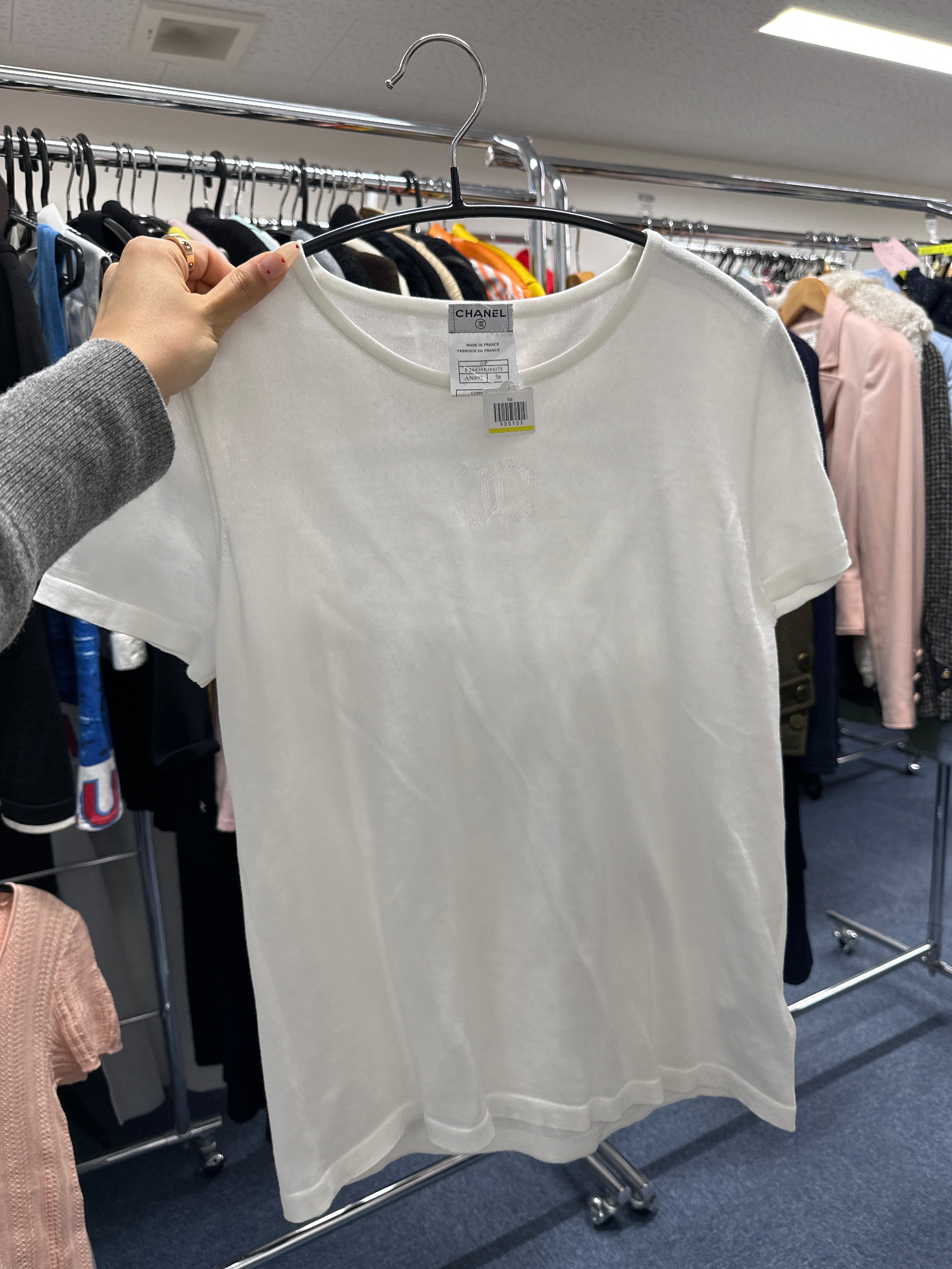 Chanel 06P White cc tee