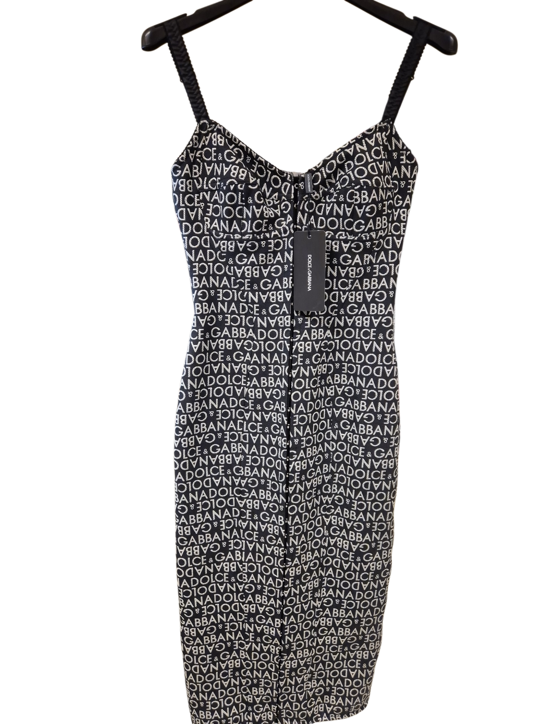 Dolce & Gabbana Dress Black fitted With Branding DG in Whites DG4257B