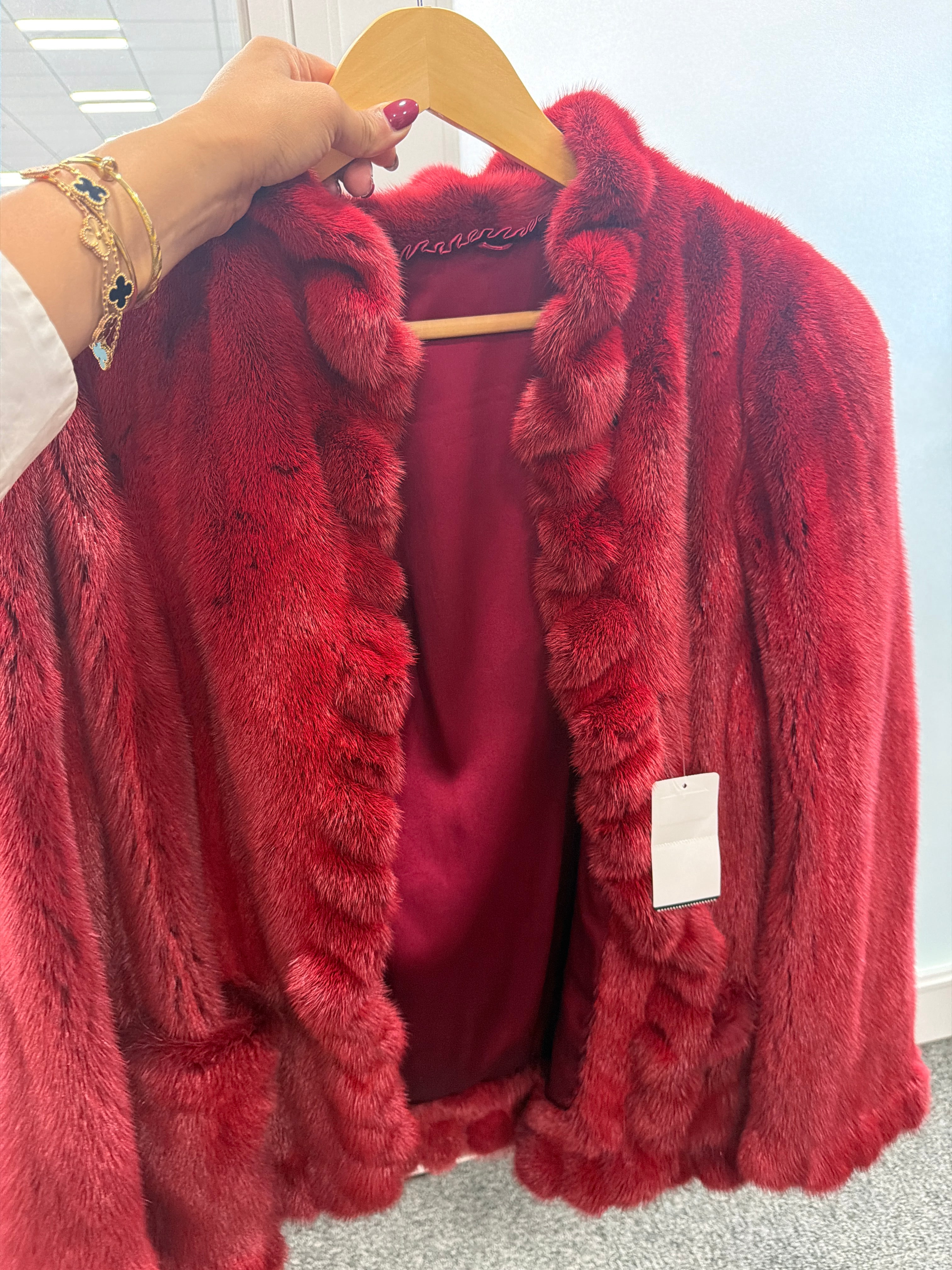 992604140023 Red fur coat  AKC0660