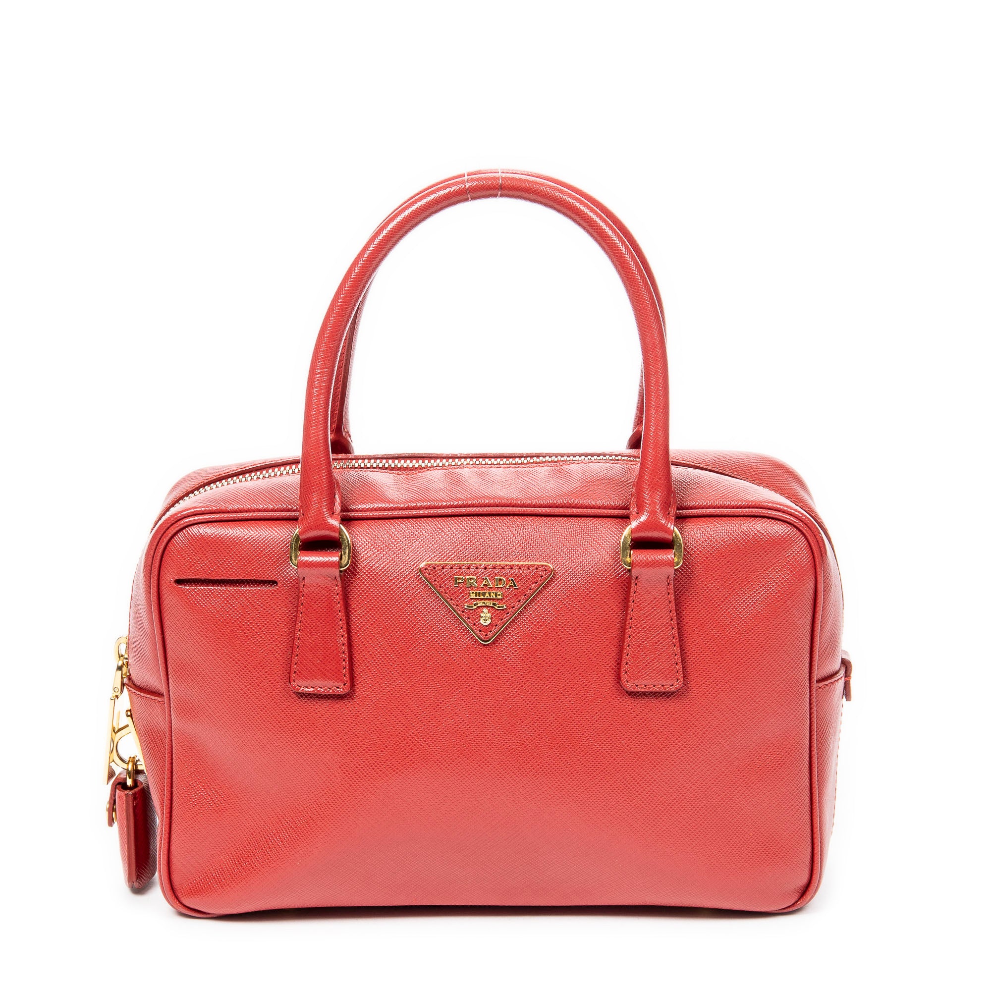 Prada Small Top Handle 0 Red Saffiano Leather ABA7776