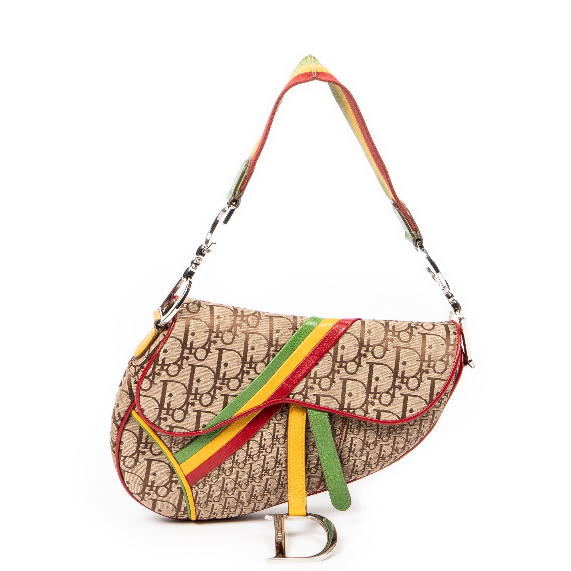 Dior Rasta Saddle Bag 0 Brown/Red/Green/Yellow Diorissimo Coated Canvas ABB2499