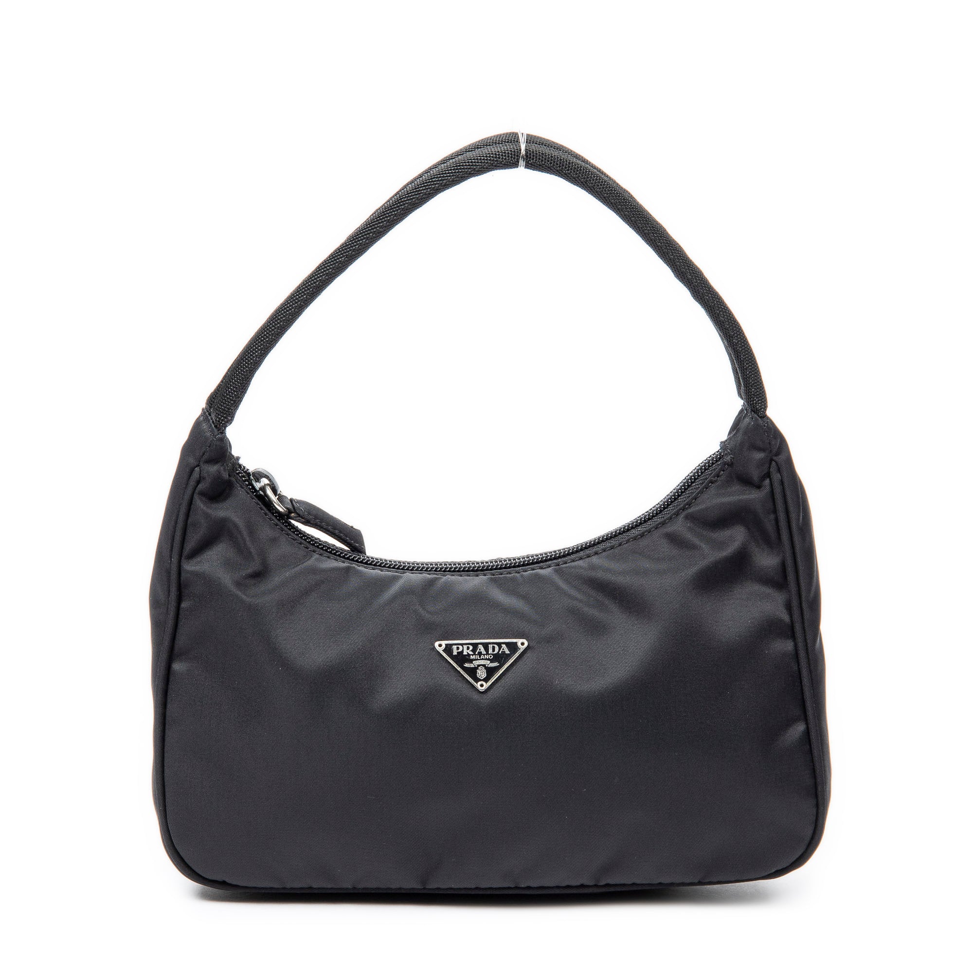 Prada Vintage Mini Zip Hobo 0 Black Nylon Canvas ABB3451