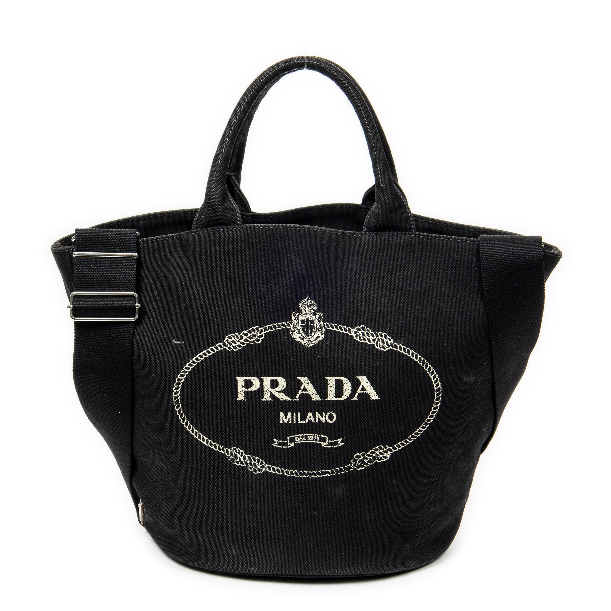 Prada Canapa Shopping Tote 0 Black Canapa Canvas ABB9151