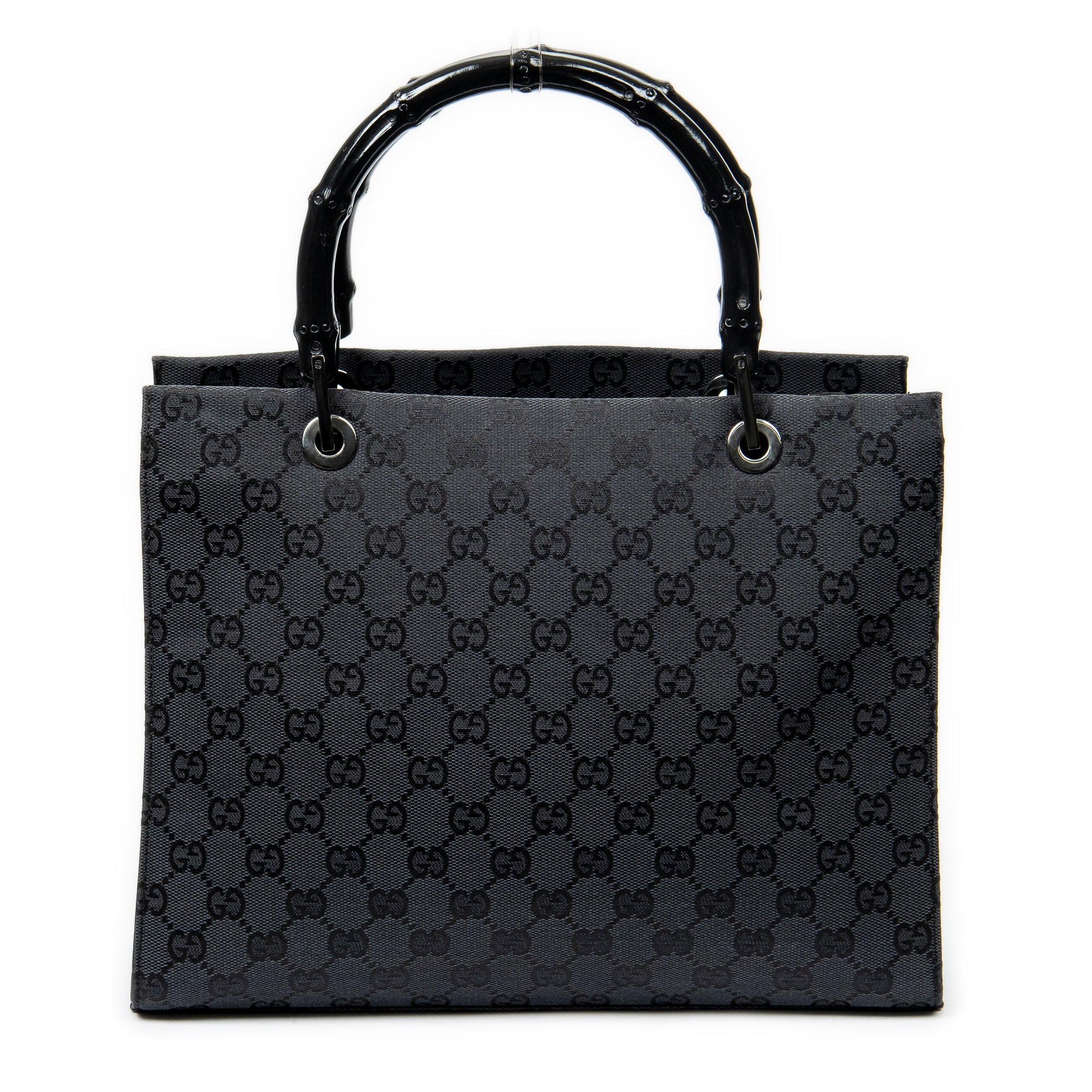 Gucci Square Bamboo Tote 0 Black Monogrammed Canvas ABC1164