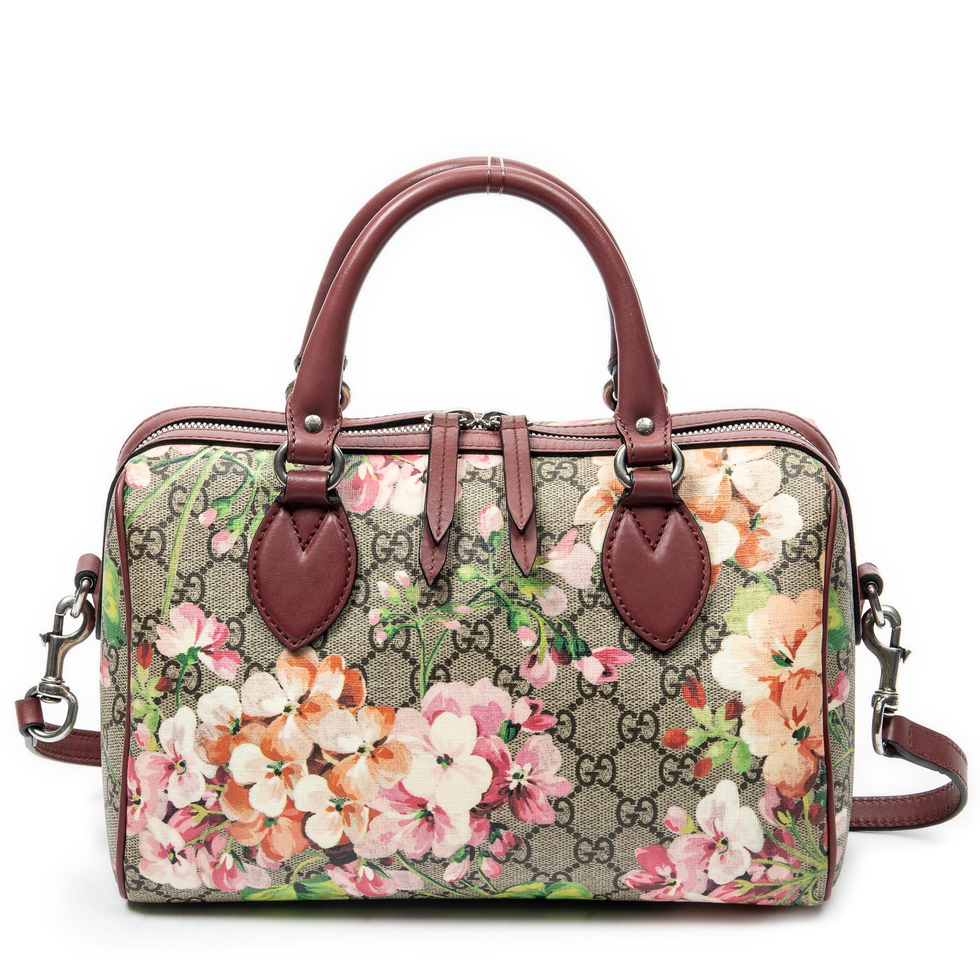 Gucci Small Boston Bag 0 Pink/Beige Blooms Supreme Coated Canvas ABC2416