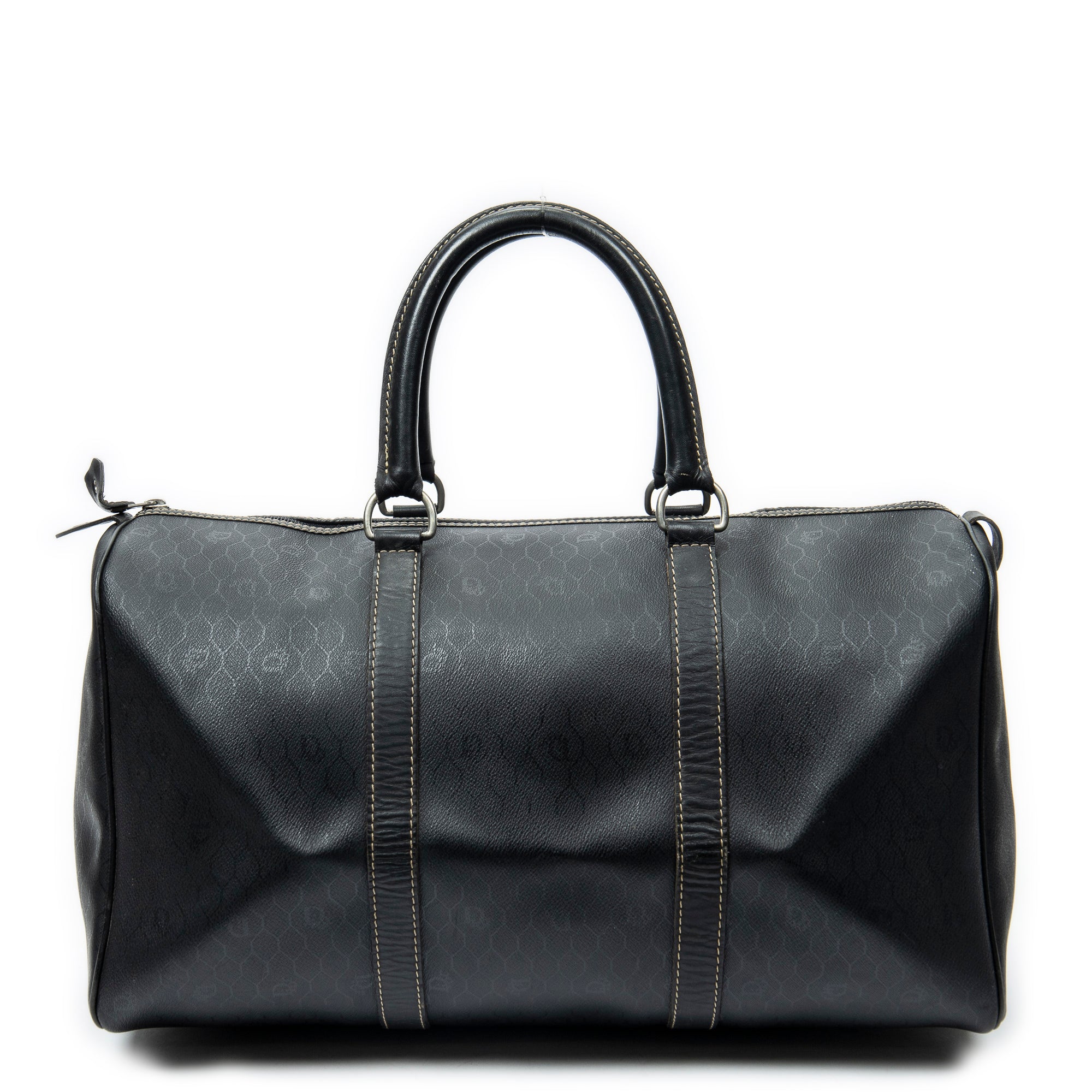 Dior Black Coated Canvas Vintage Medium Travel Boston ABC2524