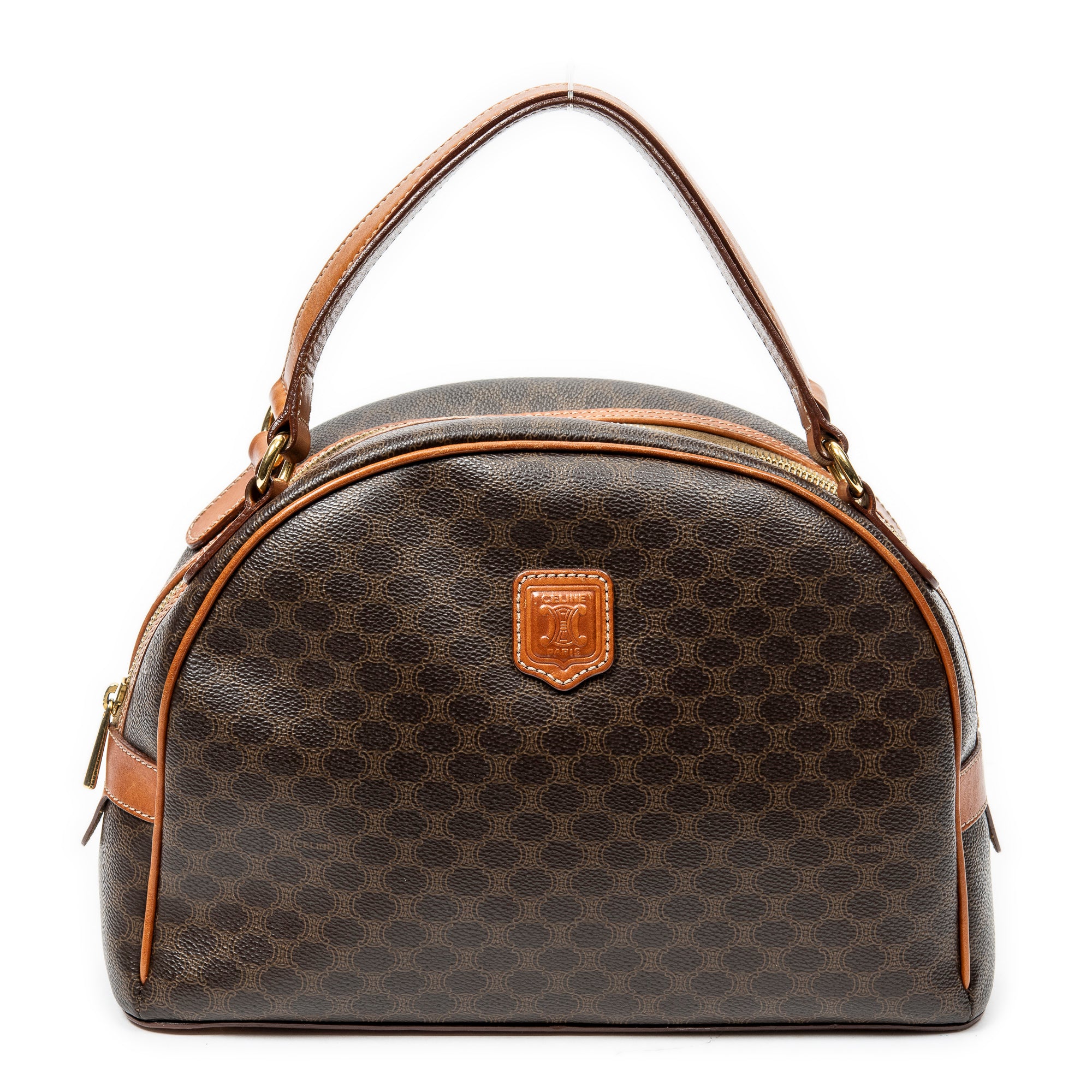 Celine Brown Coated Canvas Dome Top Handle ABC2714