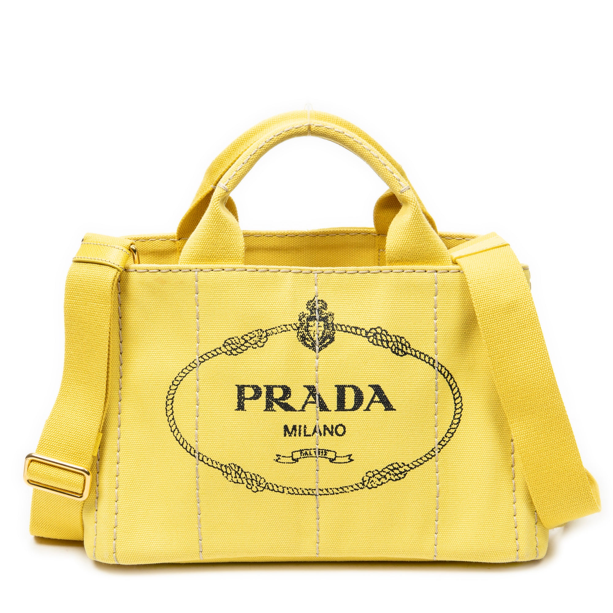 Prada Small Canapa Tote 0 Yellow Canapa Canvas ABC3747