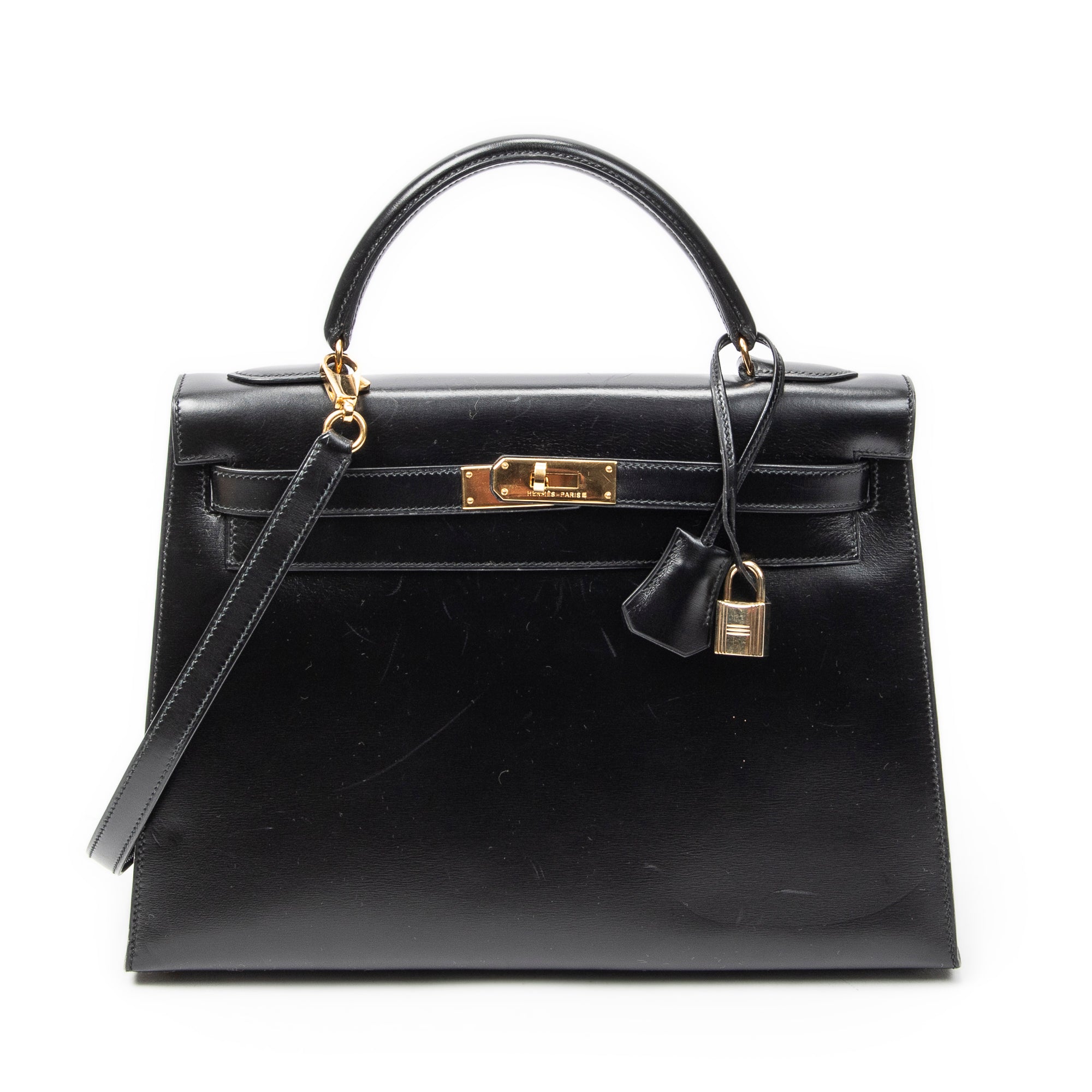Hermès Kelly Sellier 32 Black Box Leather ABC3820