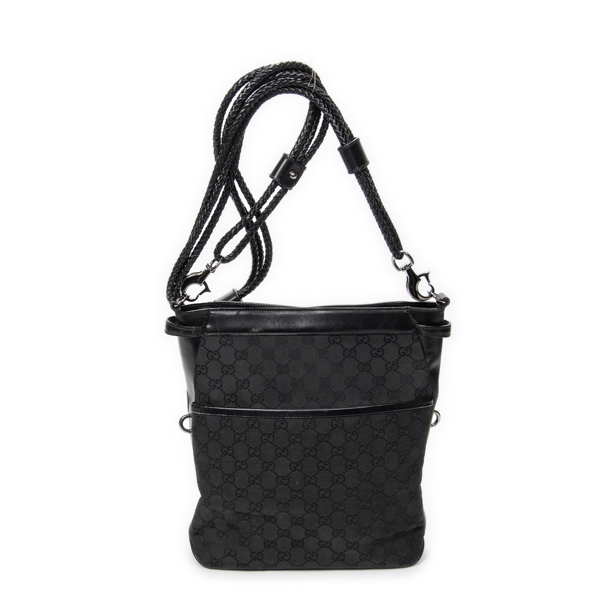 Gucci Black Canvas Braided Strap Crossbody ABC5116