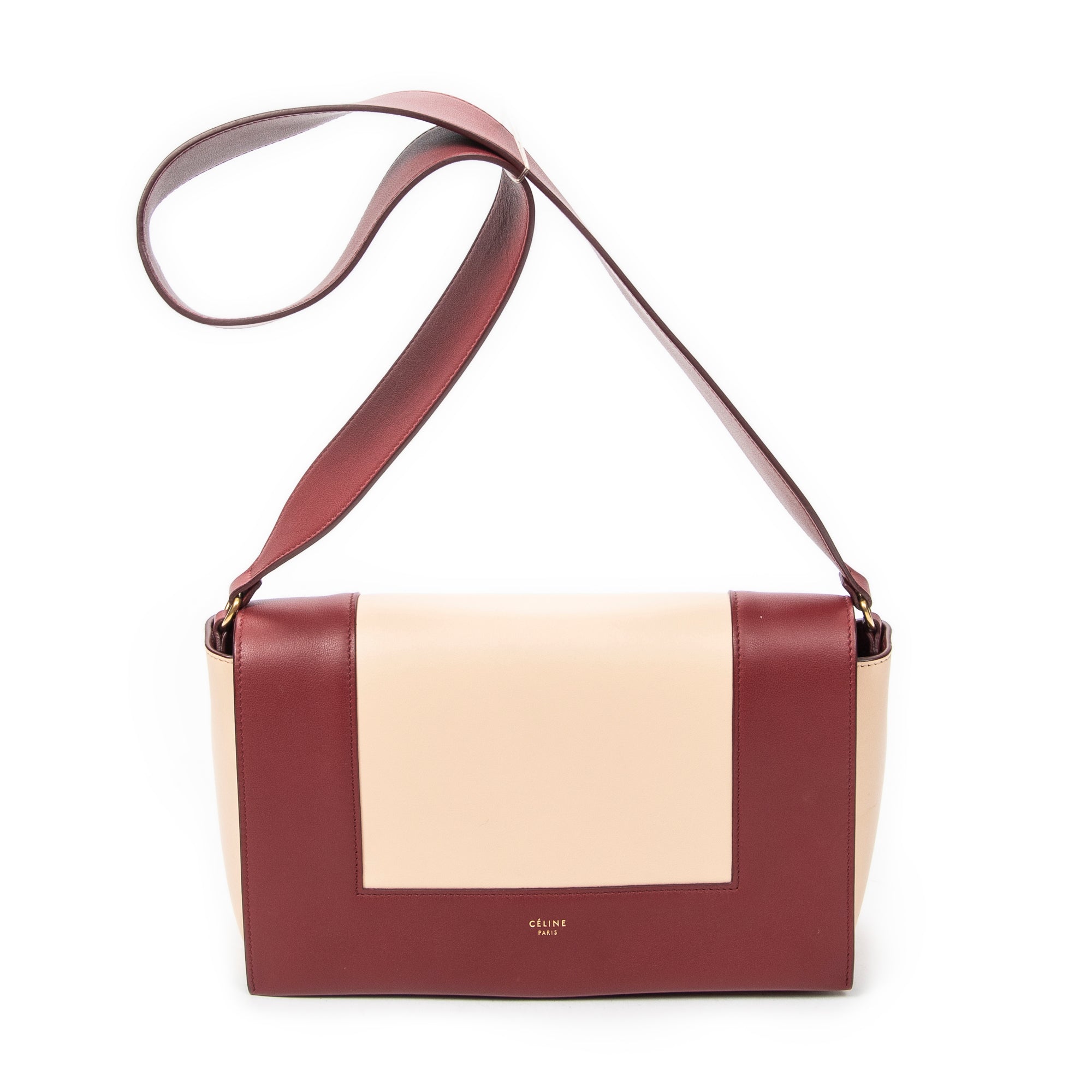 Celine Red/Beige Calf Leather Medium Frame Crossbody ABC7206
