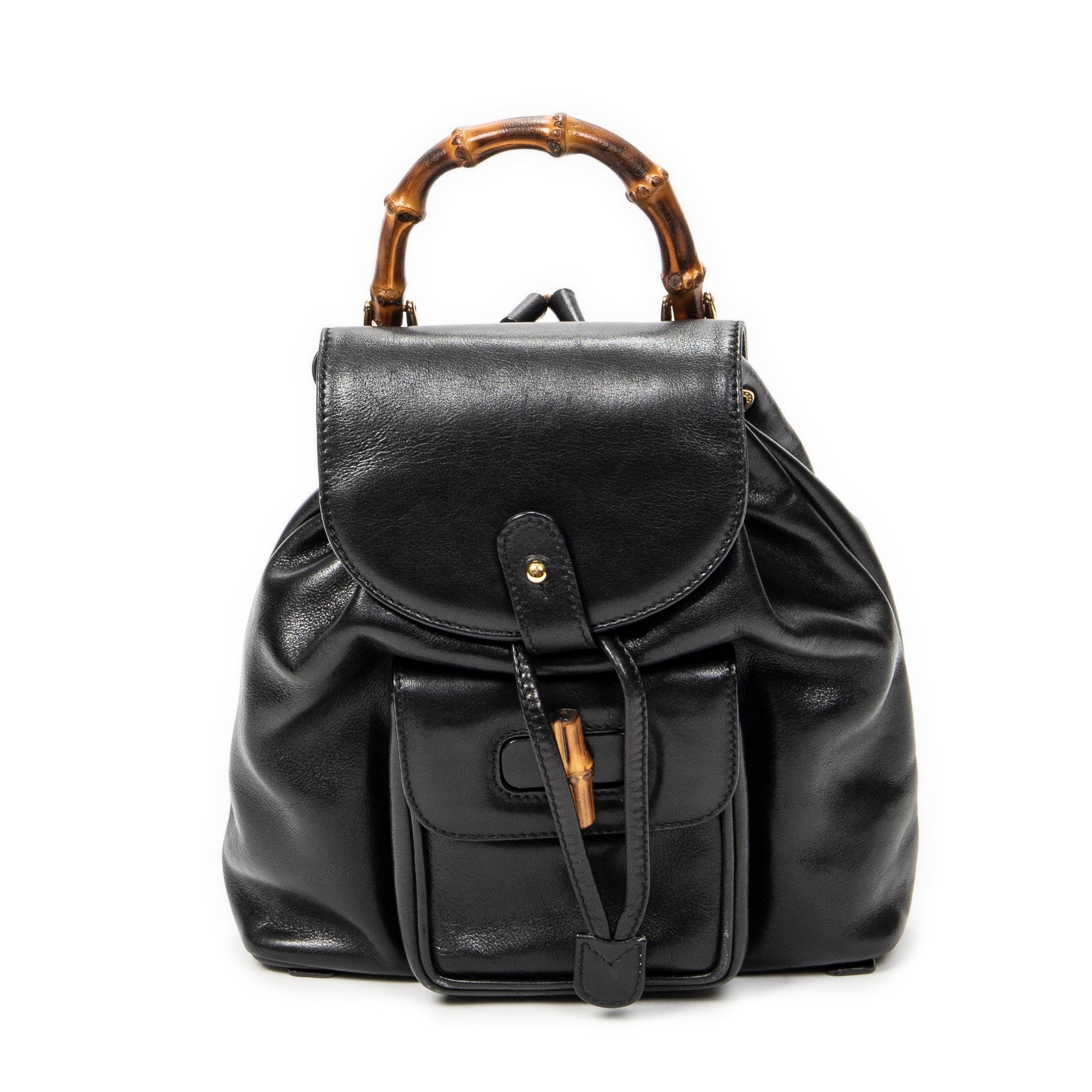 Gucci Mini Bamboo Backpack 0 Black Calfskin Leather ABC7398