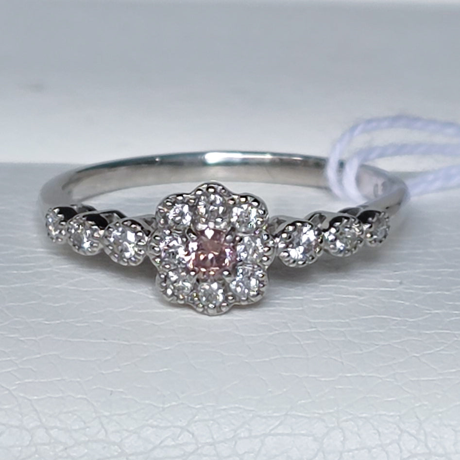 Pt950 Fancy Intense Pink Diamond Ring D 0.066/0.20 Sz 5.75 3.0g FIP-SI2 RLPR43