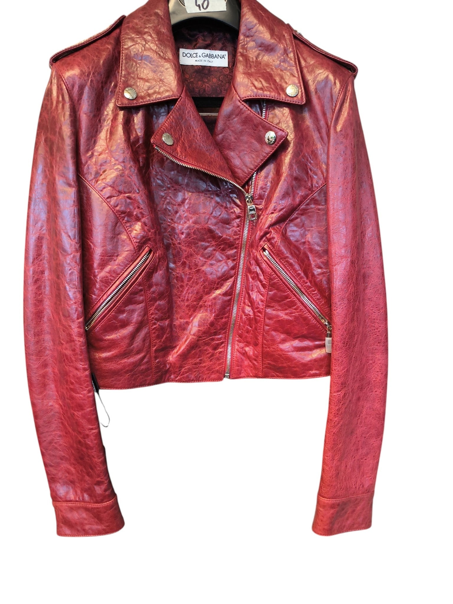 Dolce & Gabbana Vintage Maroon Red Leather Jacket DG5177B
