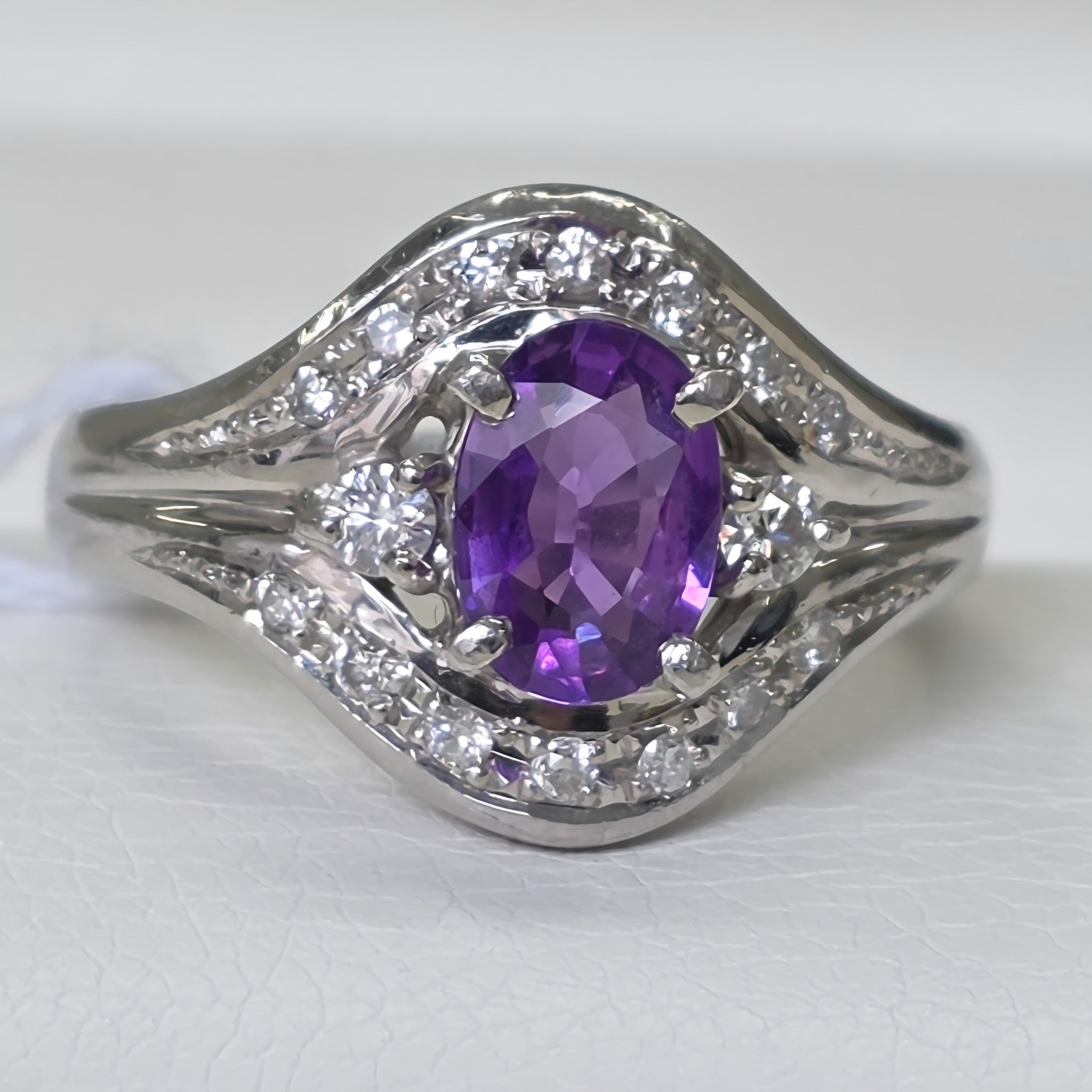 Pt900 Sapphire Ring S 1.12 D 0.233 Sz 6 9.1g RLPR103