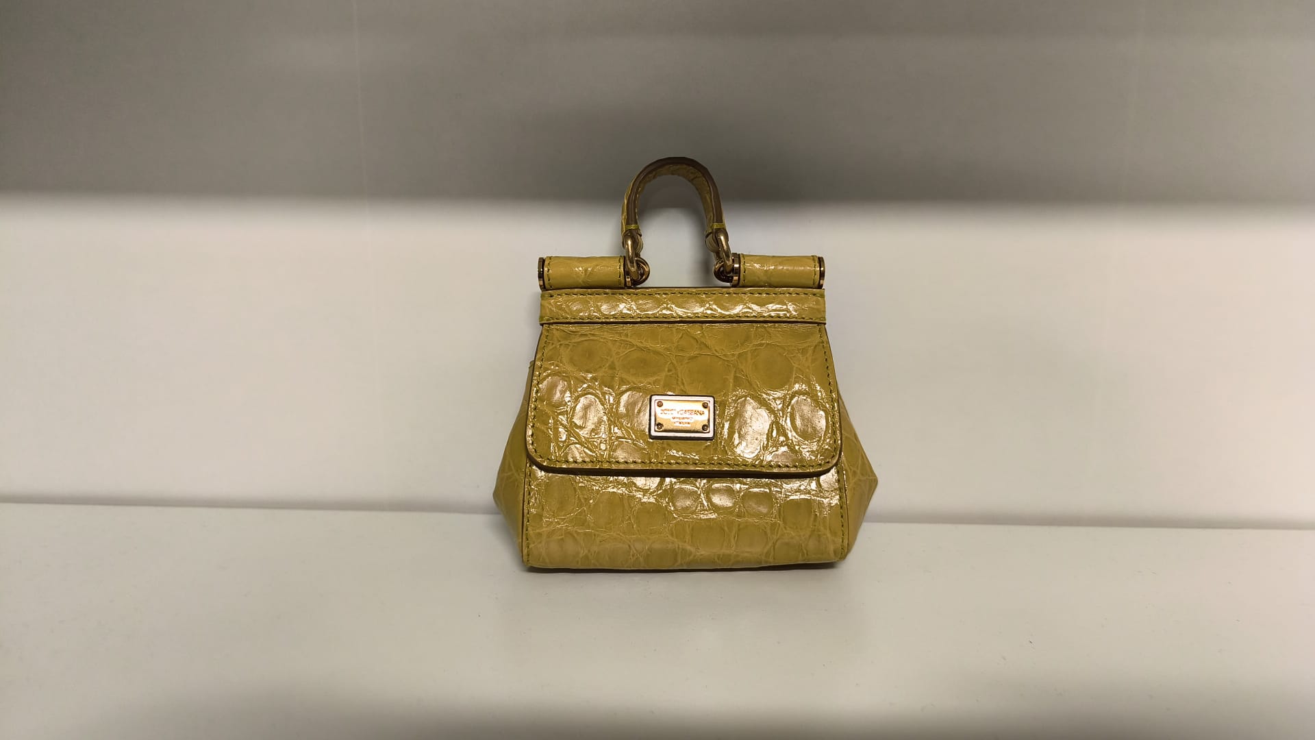 Dolce & Gabbana Yellow Crocodile Leather Micro SICILY Bag Hand Belt Attachment DG286A