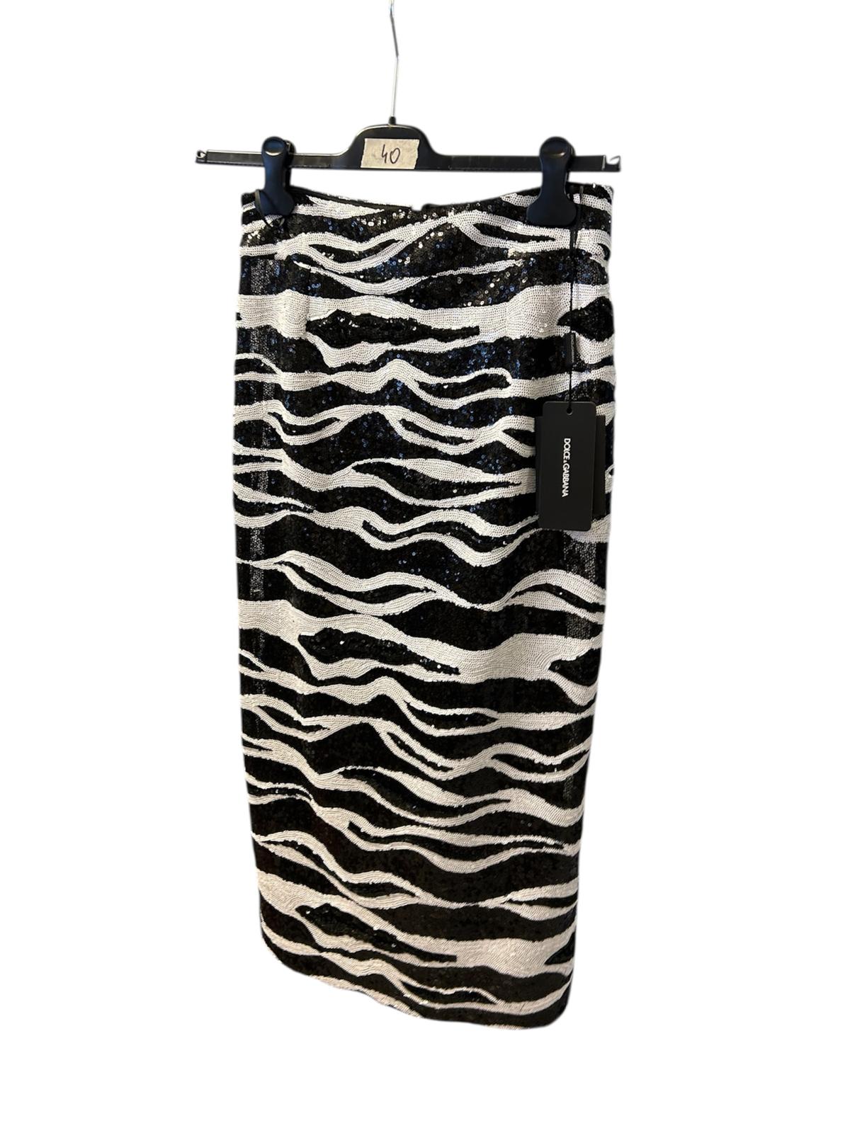 Dolce & Gabbana Long White And Black Stones Skirt DG9054B