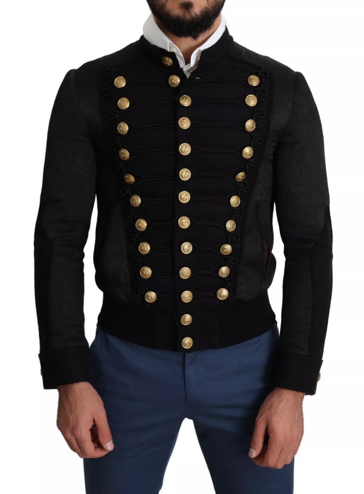 Dolce & Gabbana Black Button Embellished Military Jacket DG5057B