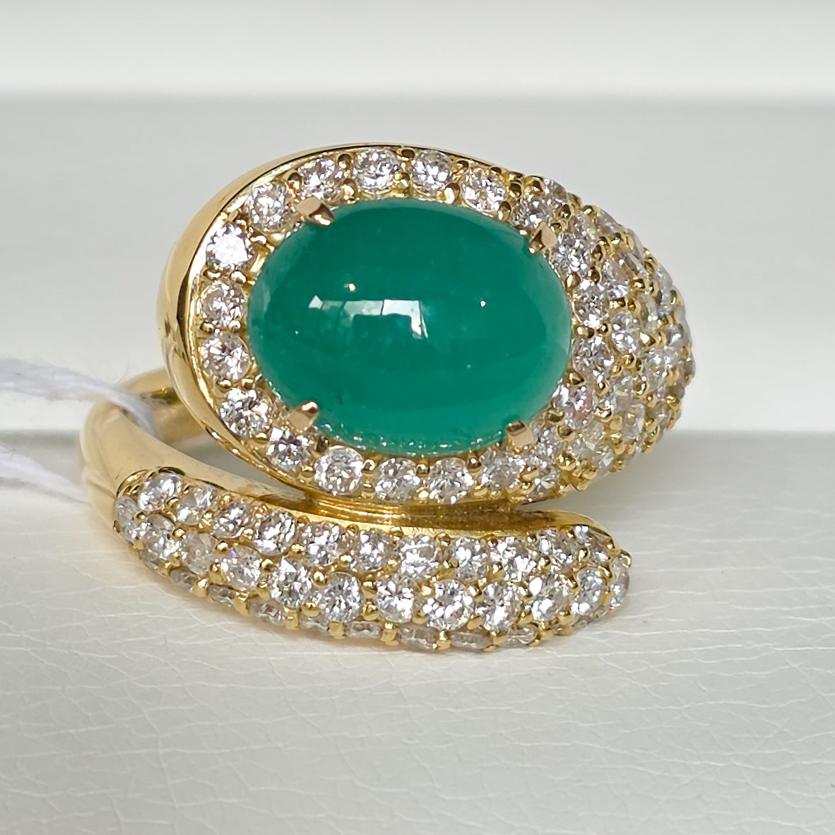 18K YG Colombia Emerald Ring E 3.97 D 1.7 Sz 8 9.4g RLPR10