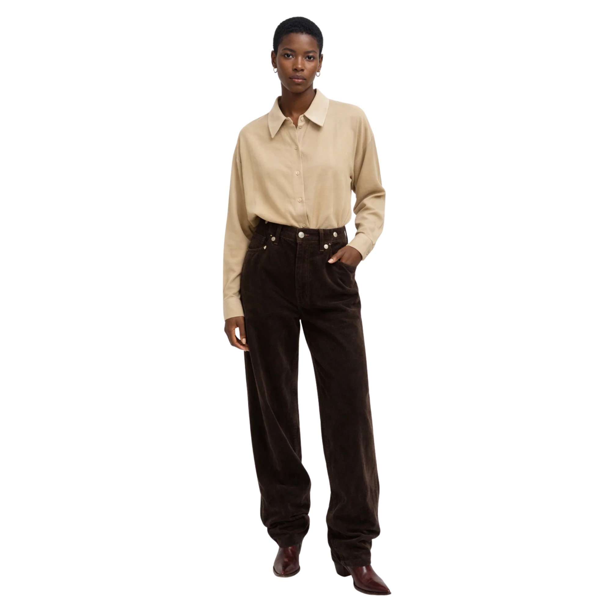 ADJUSTABLE WAISTLINE DENIM TROUSERS