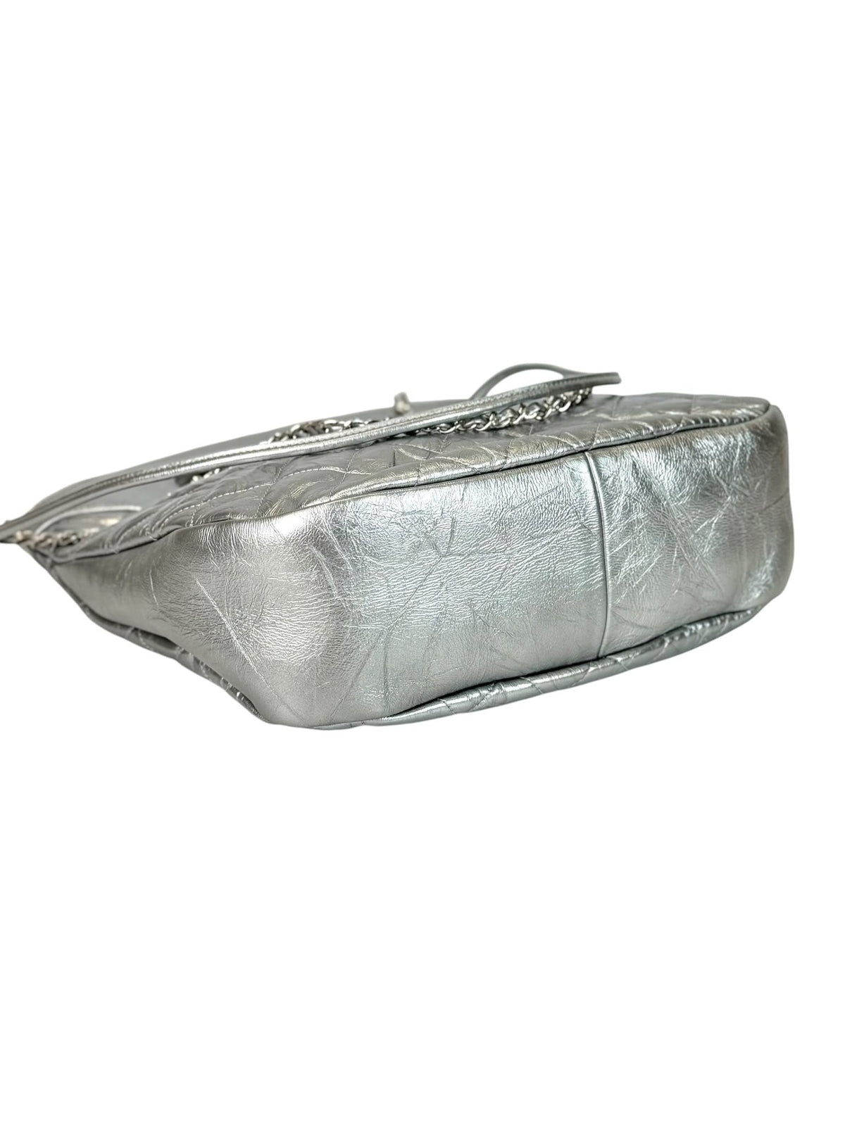 Chanel Silver Metallic Lambskin Bag with Silver Chain