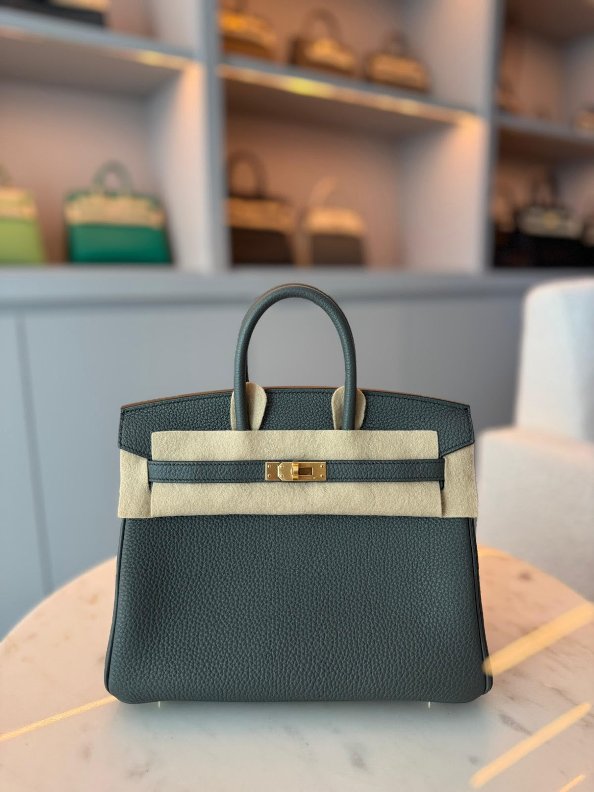 Birkin 25 Vert Amande Togo Leather with Gold Hardware AGC3186
