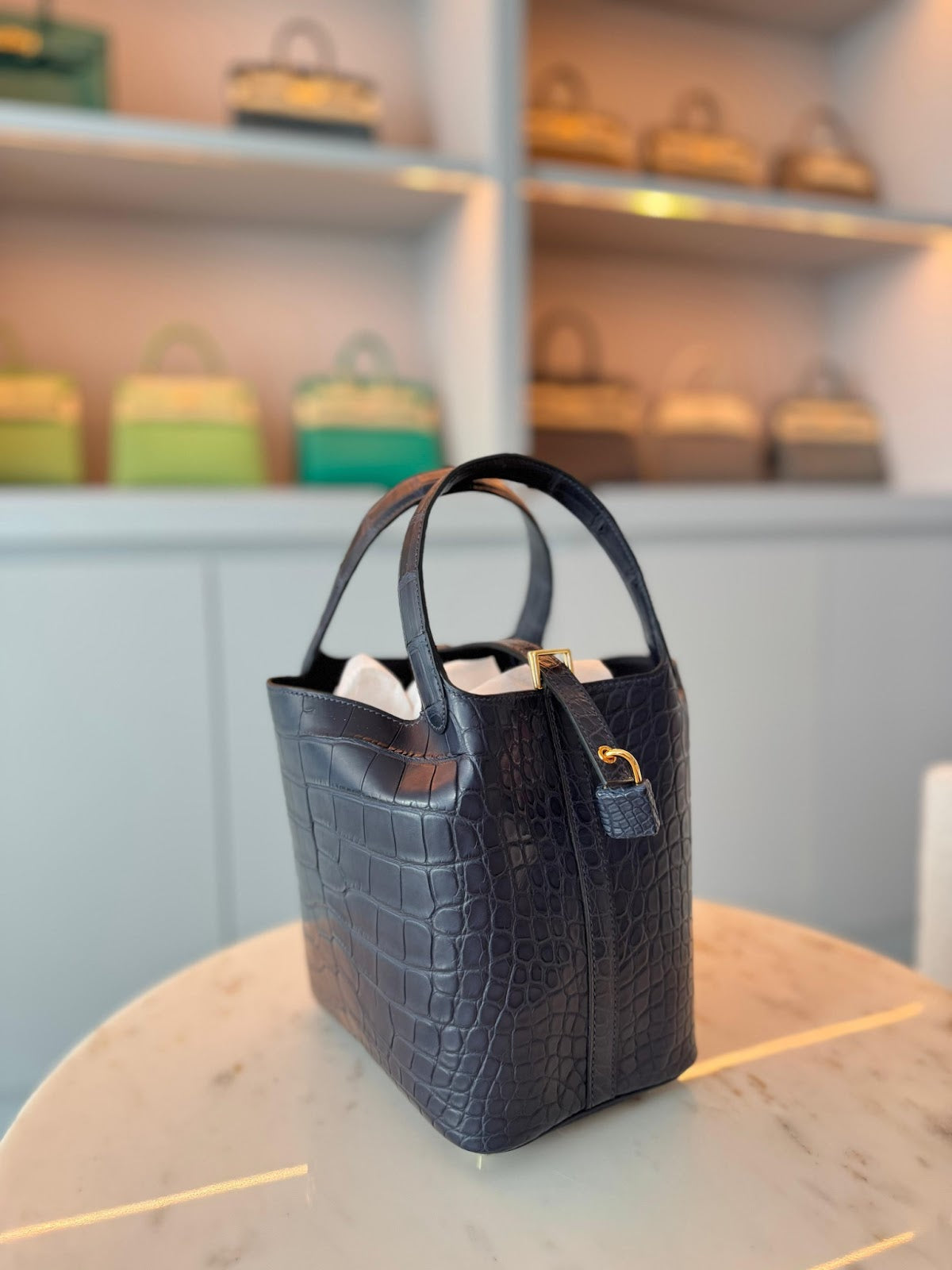 Picotin 18 Blue Indigo (Matte)	Alligator with Gold Hardware AGC3222