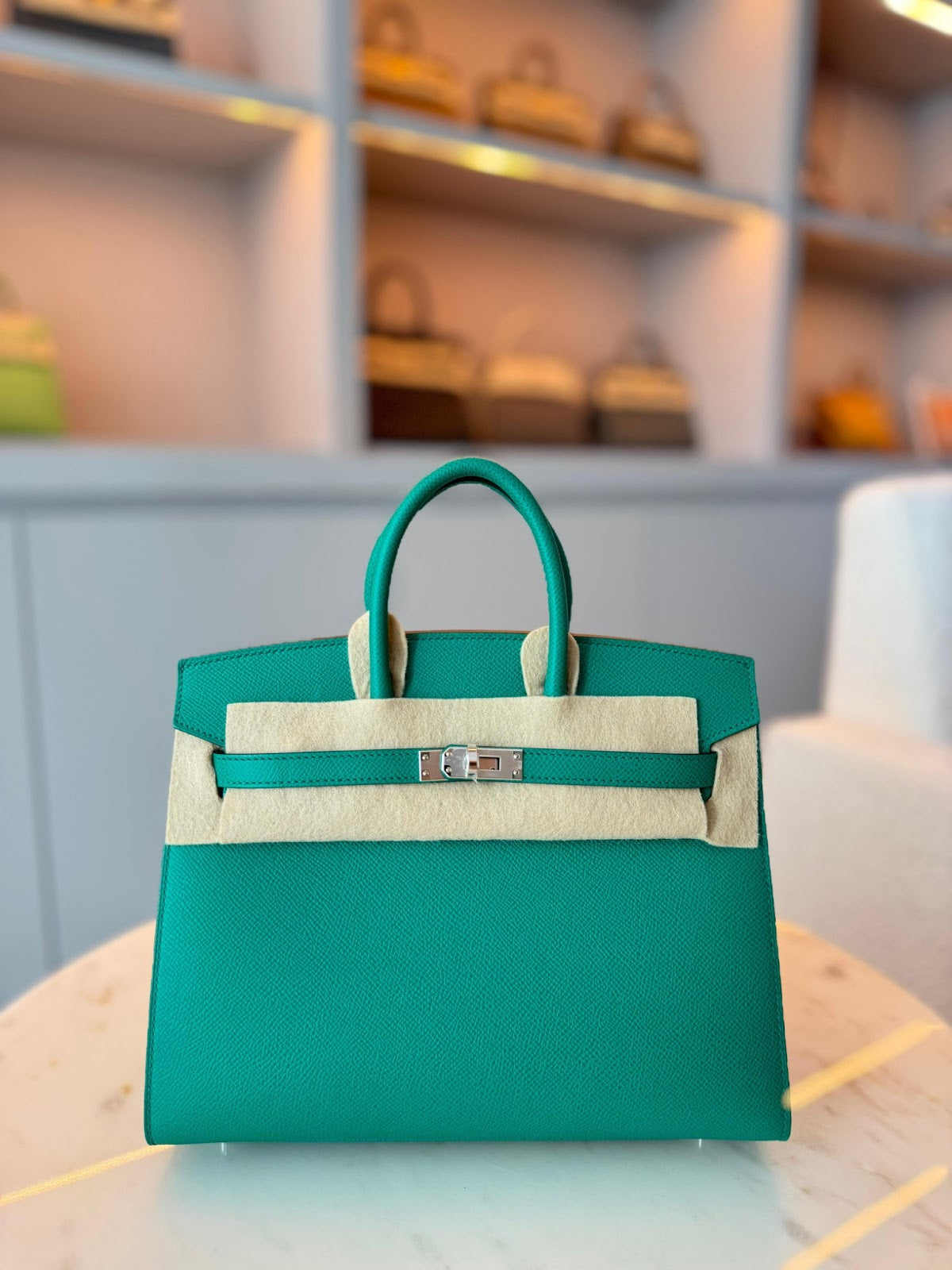Birkin 25 Vert Jade Epsom Leather with Palladium Hardware AGC3189