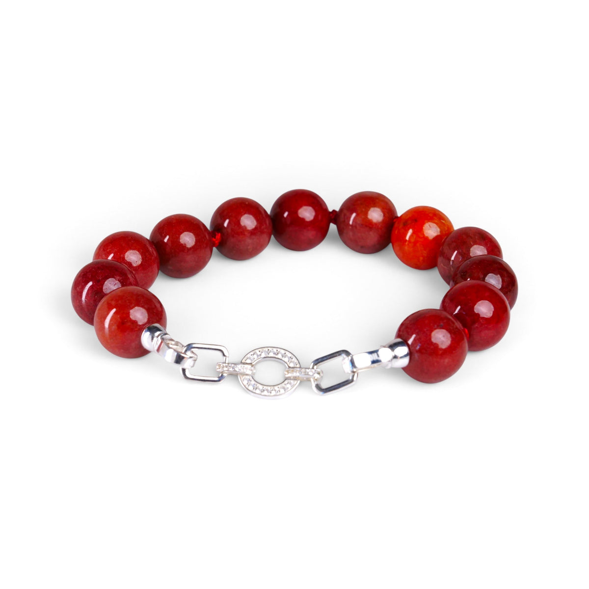 AJDN09 Red Jadeite Bracelet 13mm Beads 300ct