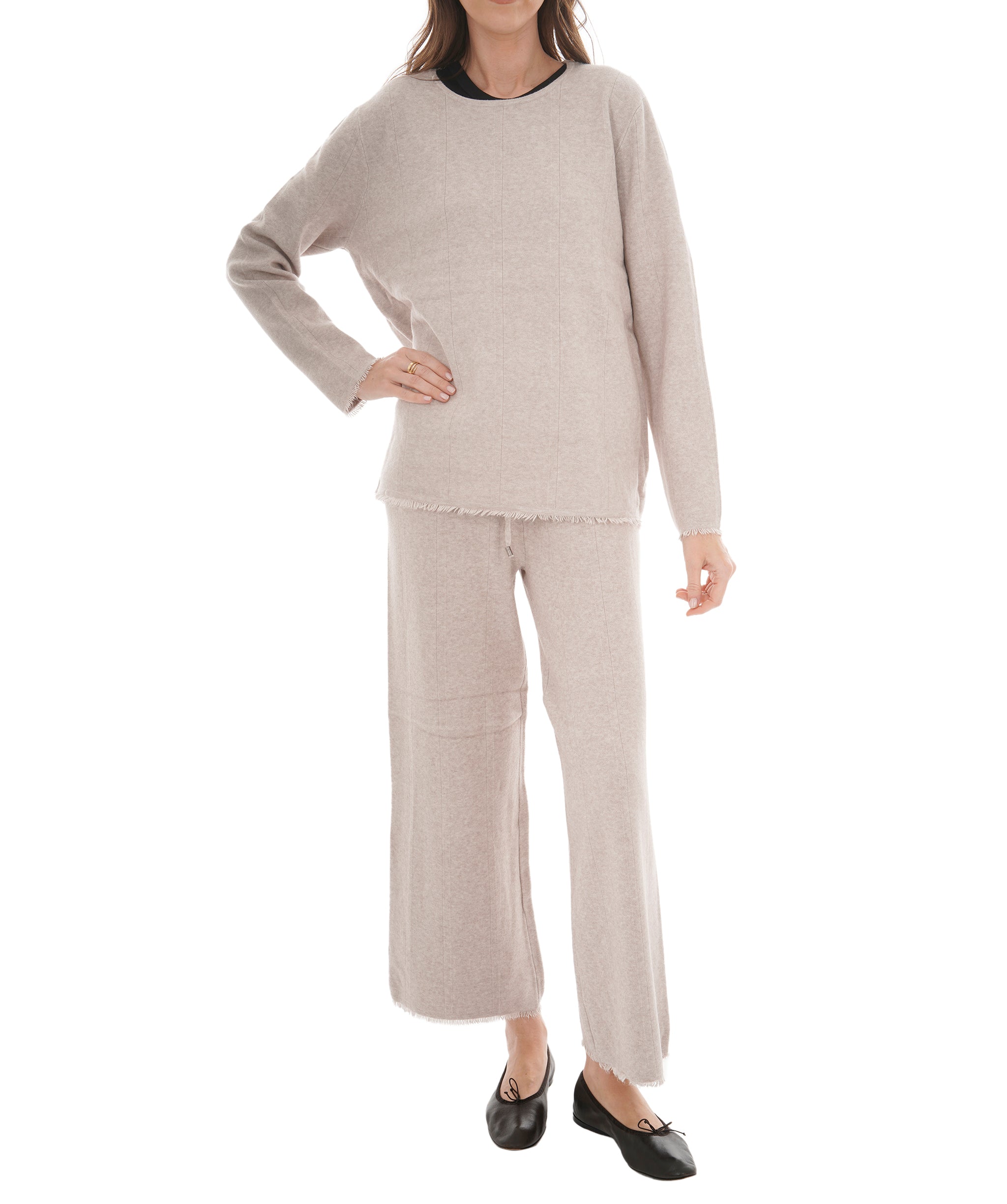 H-20059 M/L Stone Fringe Cashmere Blend Set  AKC0231