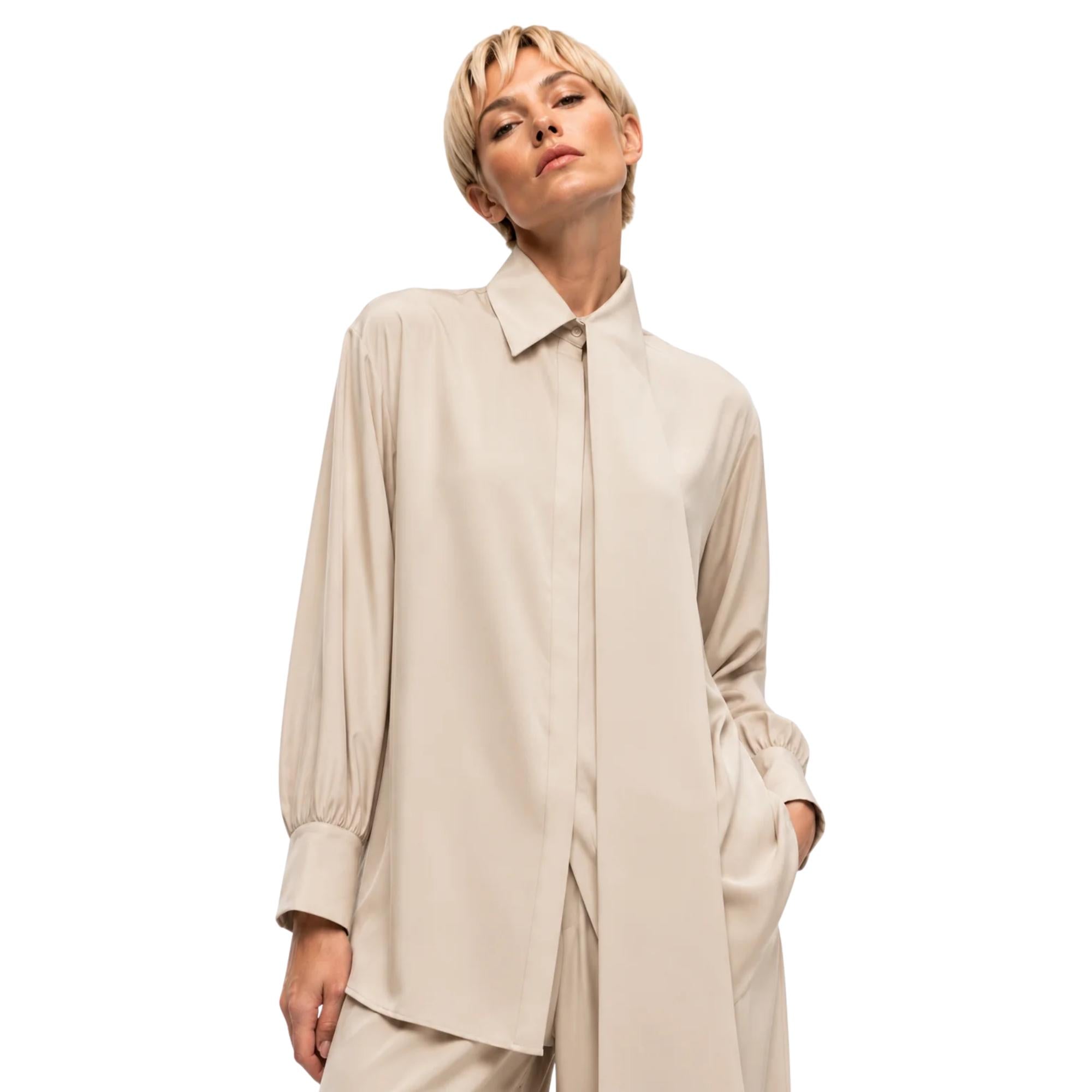 ASYMMETRIC TIE OVERSIZED SHIRT قميص “YARROW”