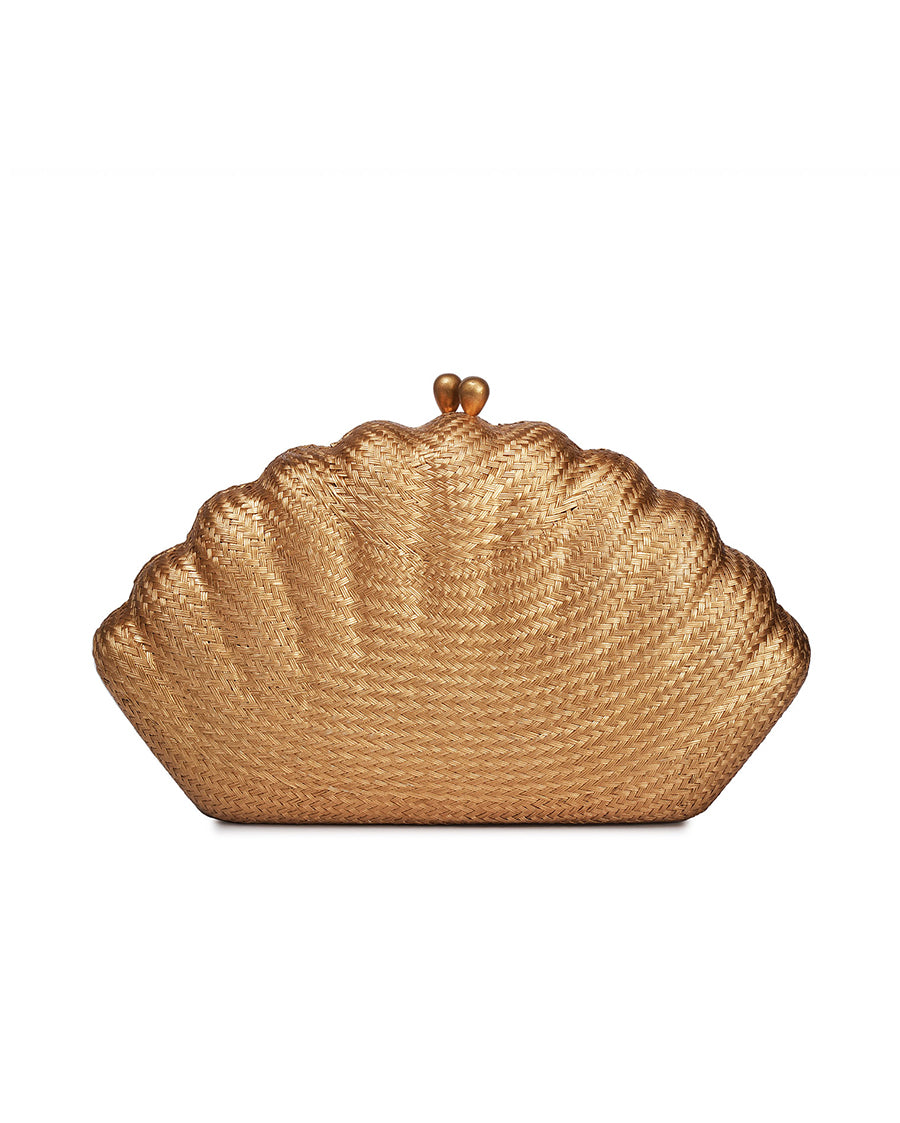 Arielle Gold Clutch with Mother of Pearl Stone